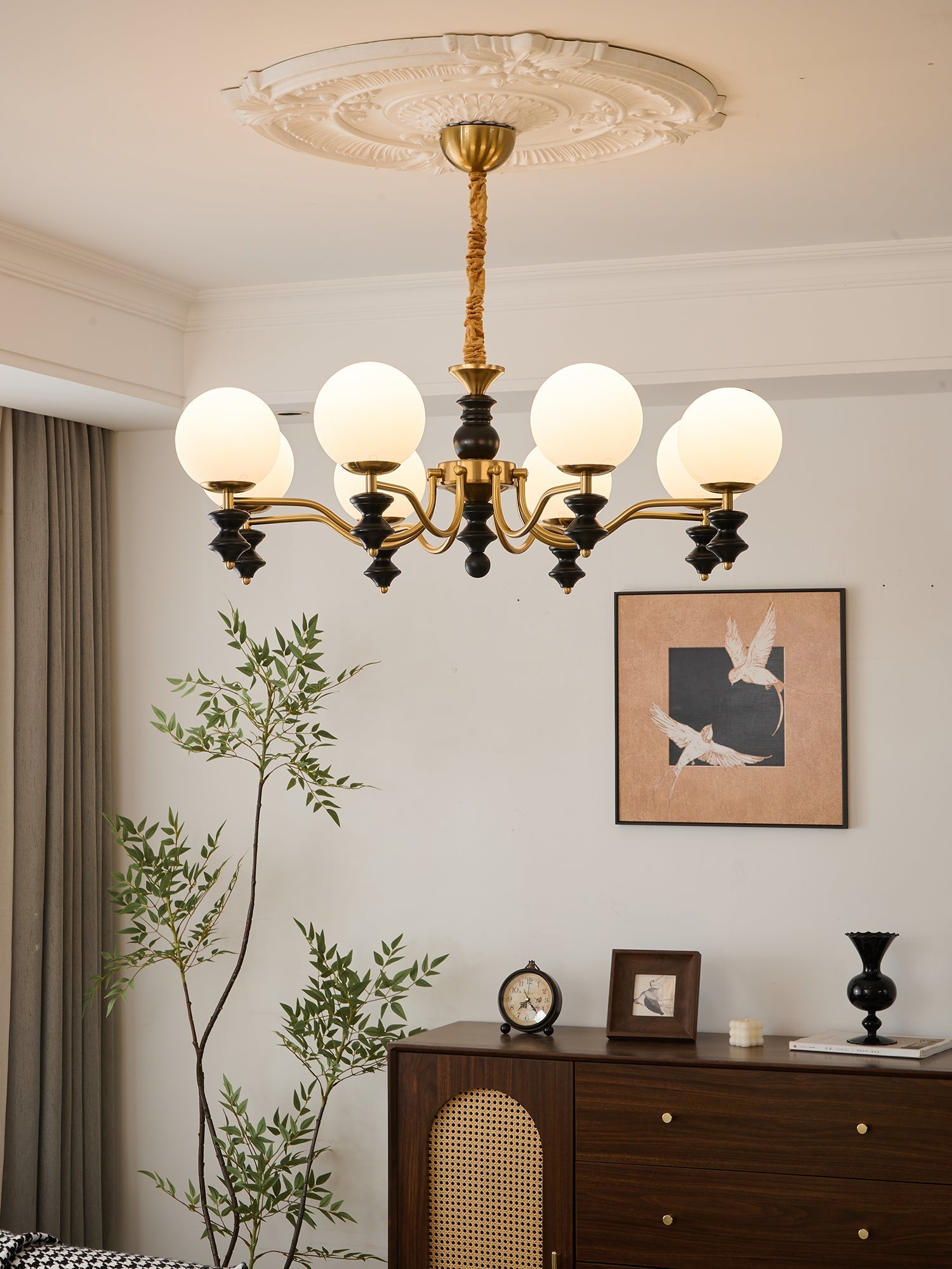 Ordore Traditional Elegance Vintage Wood Chandelier-Neutral Decor