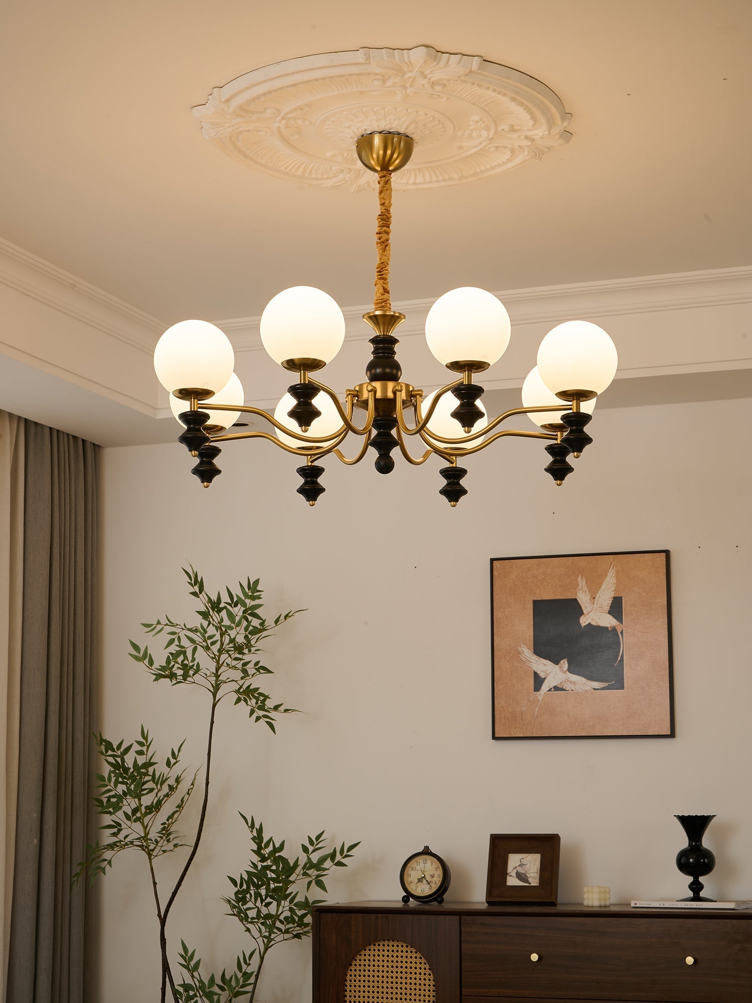 Ordore Traditional Elegance Vintage Wood Chandelier-Neutral Decor