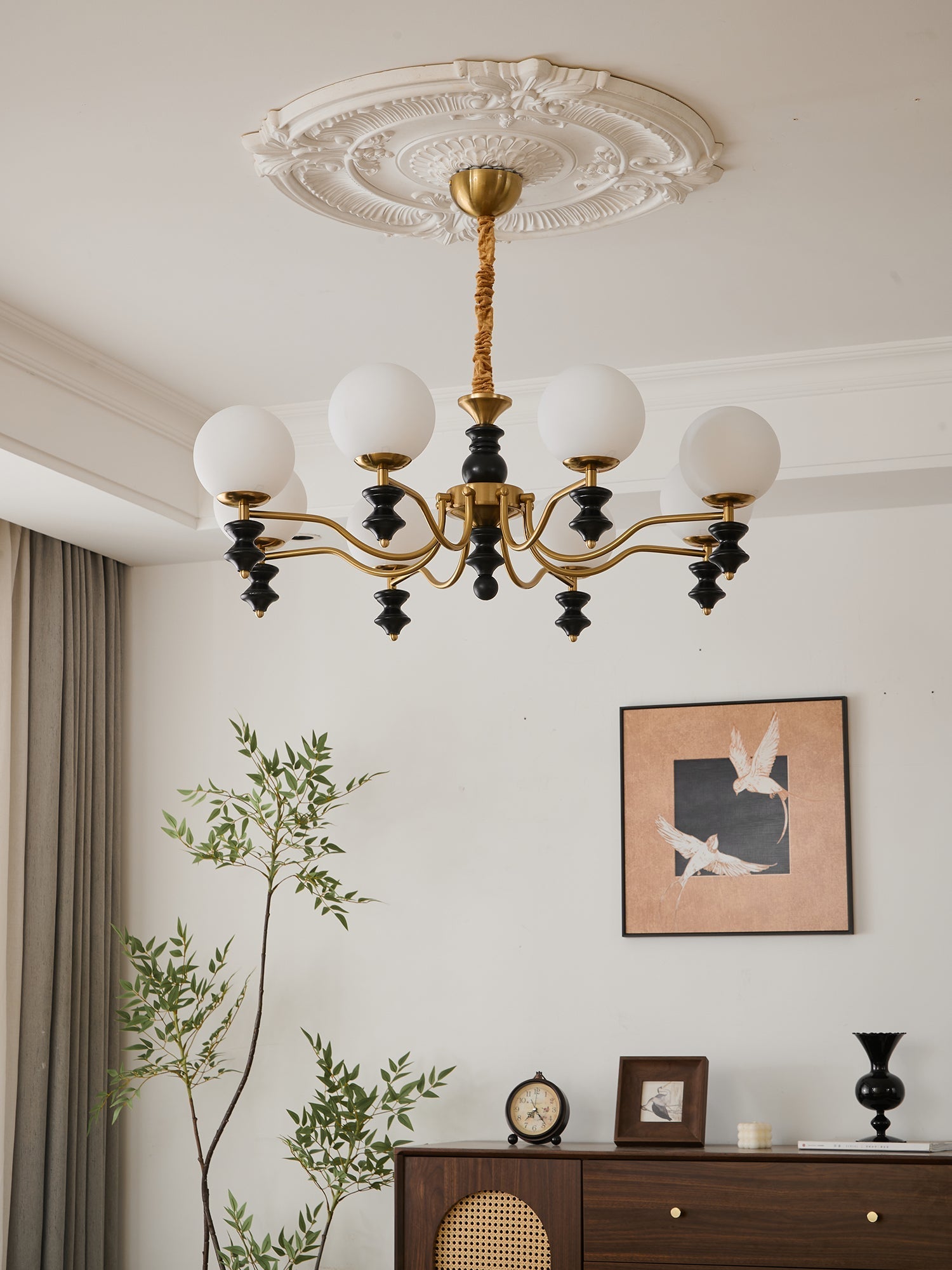 Ordore Traditional Elegance Vintage Wood Chandelier-Neutral Decor