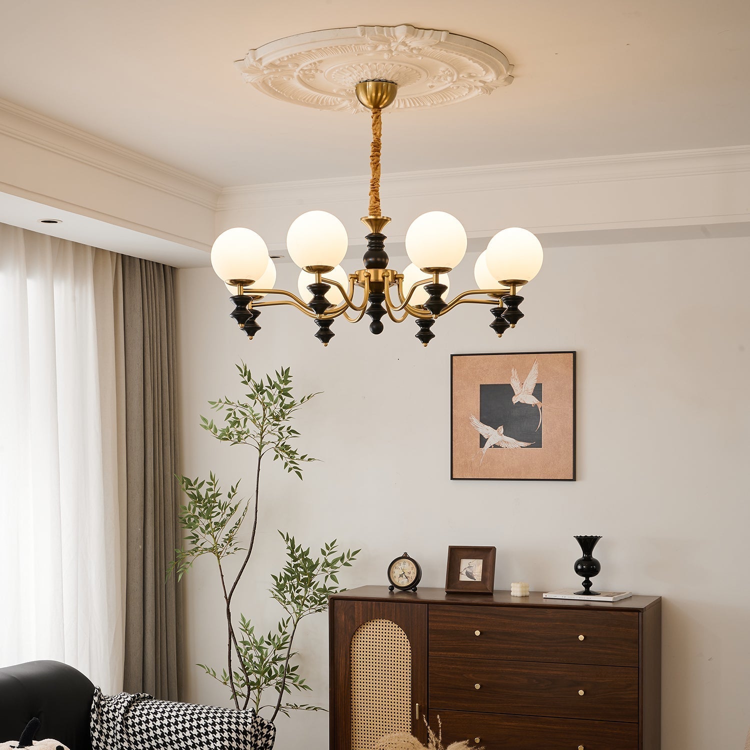 Ordore Traditional Elegance Vintage Wood Chandelier-Neutral Decor