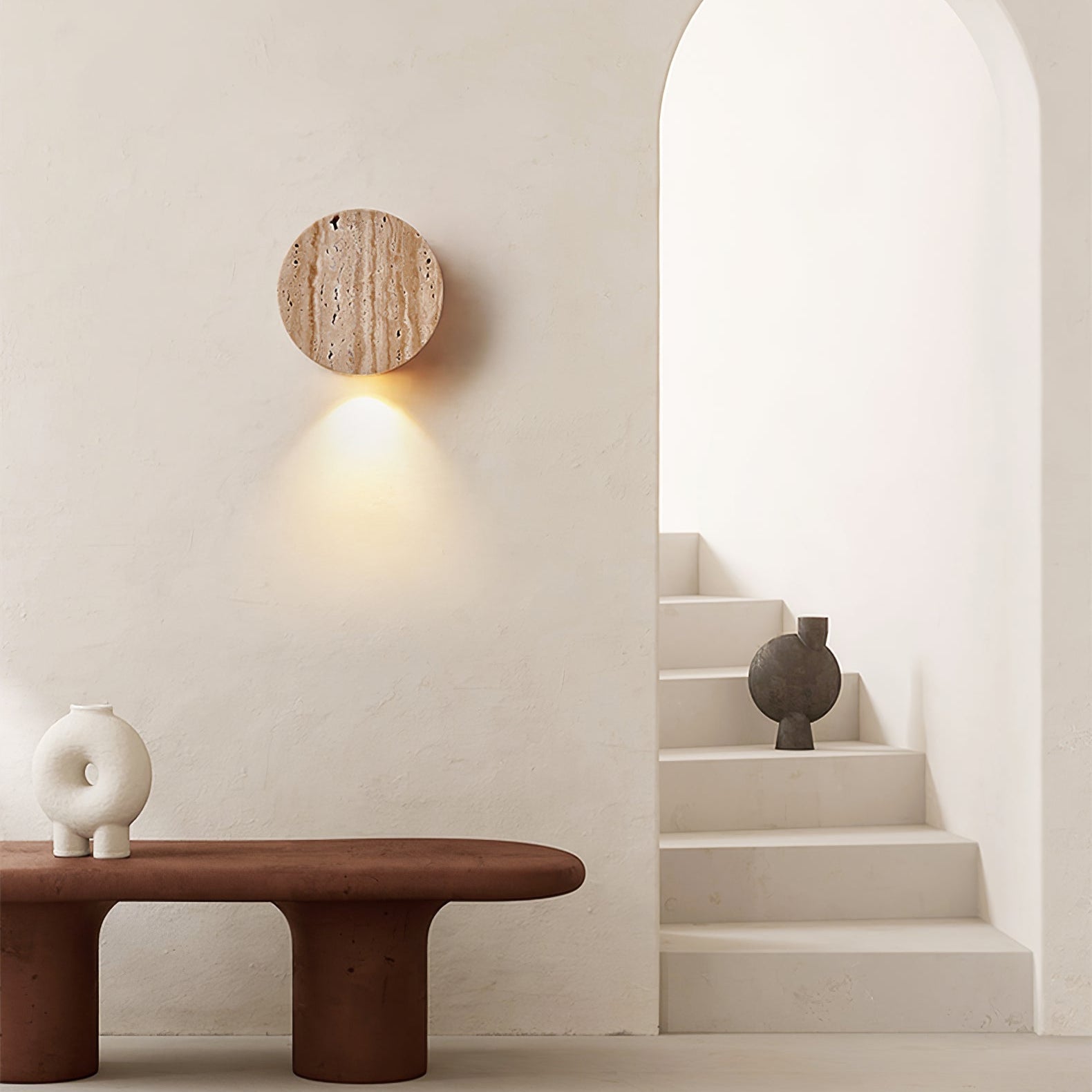 Jenthor Travertine Wall Sconce-Neutral Decor