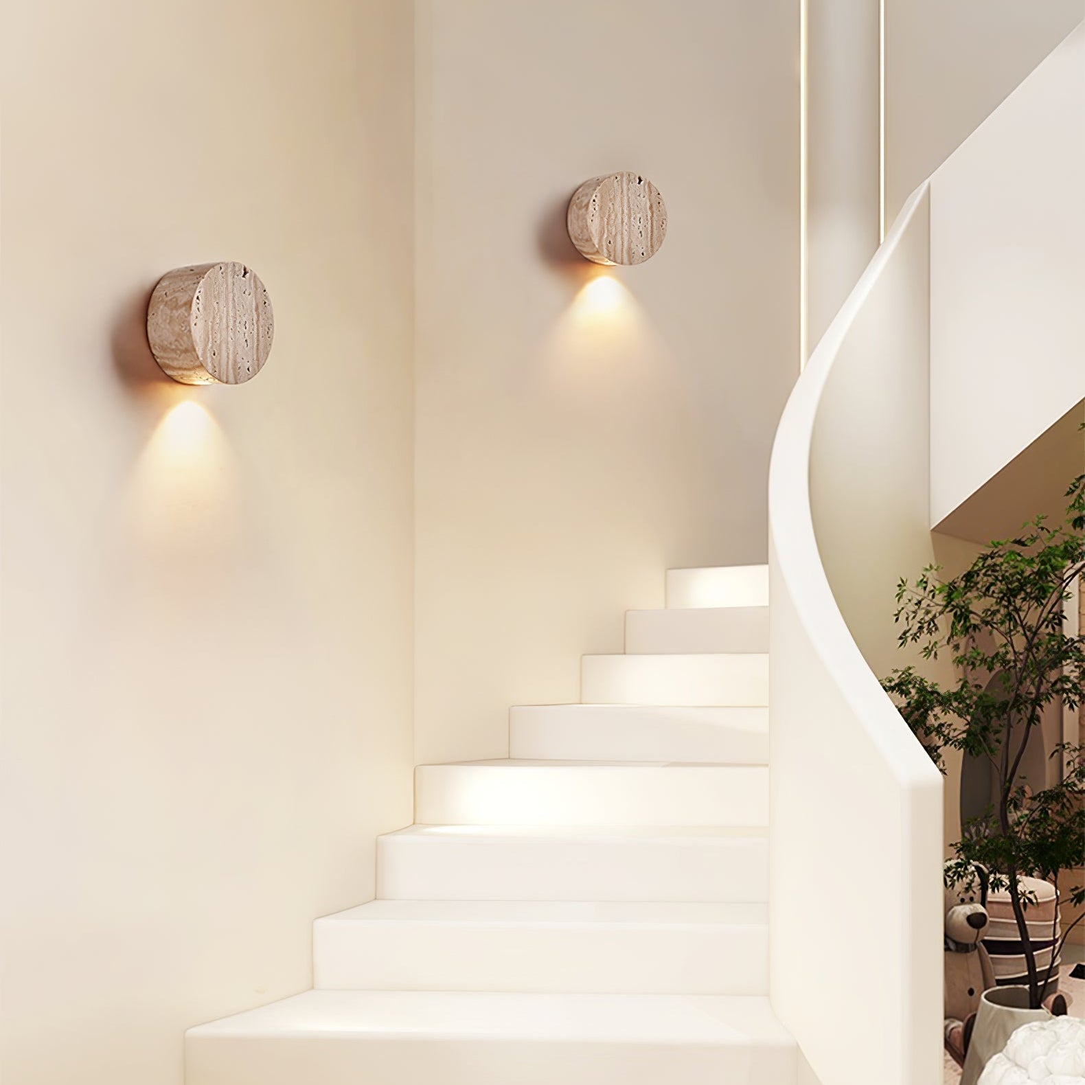 Jenthor Travertine Wall Sconce-Neutral Decor