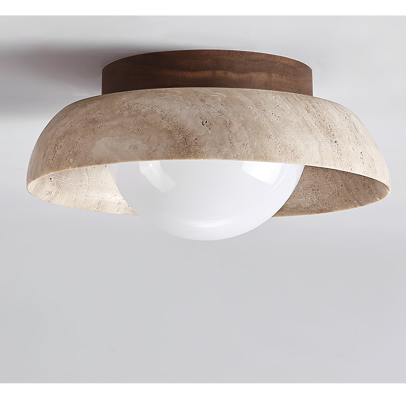 Anya Disc-Dome Travertine Ceiling Light-Neutral Decor