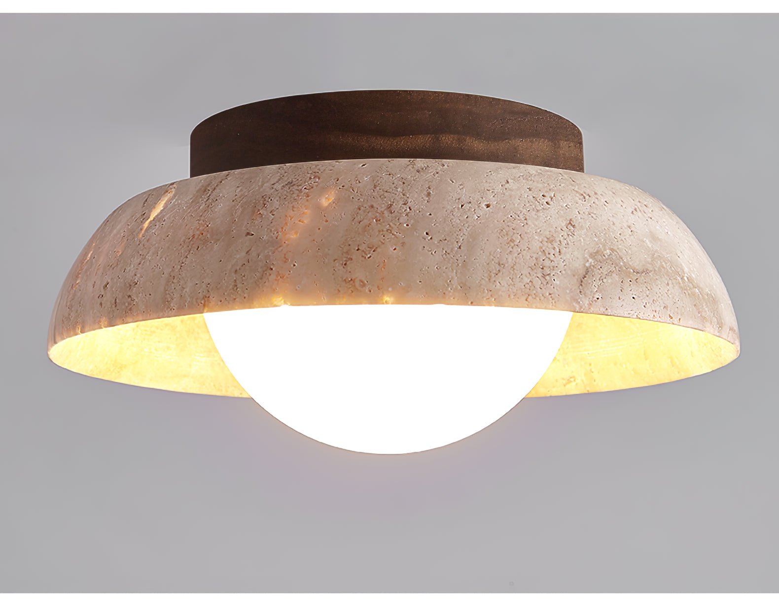 Anya Disc-Dome Travertine Ceiling Light-Neutral Decor