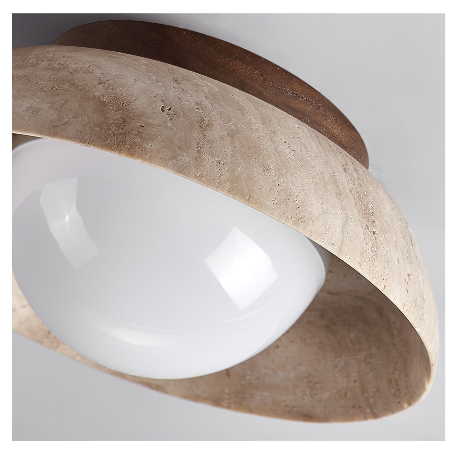 Anya Disc-Dome Travertine Ceiling Light-Neutral Decor