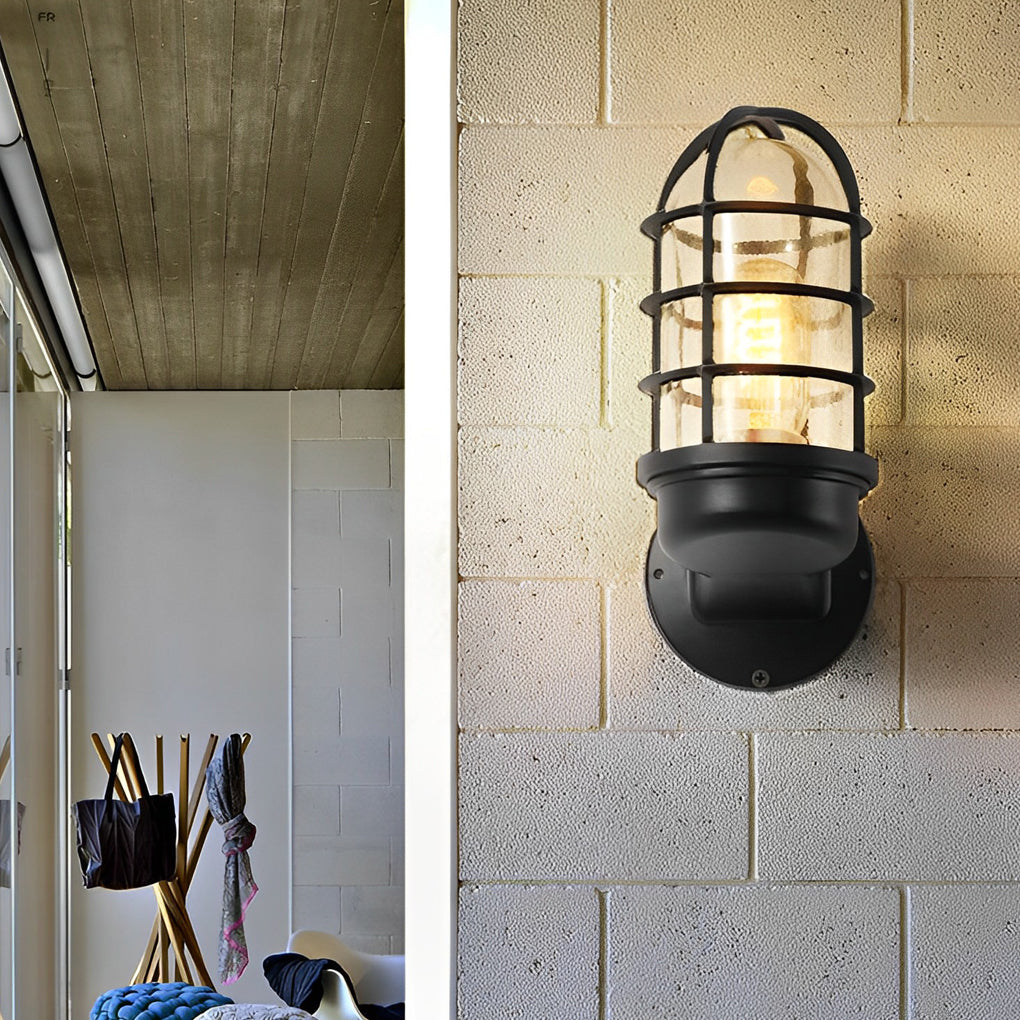 Vandal Retro Cage American-style Glass Outdoor Wall Lamp