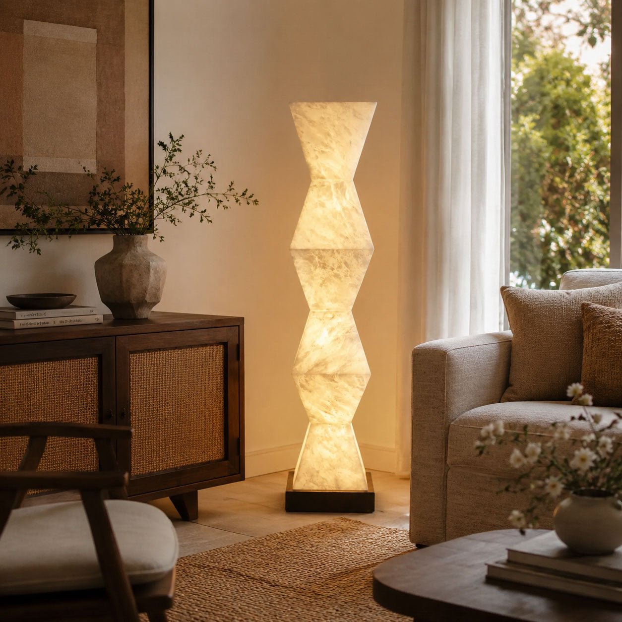 Cairn Alabaster Floor Lamp-Neutral Decor