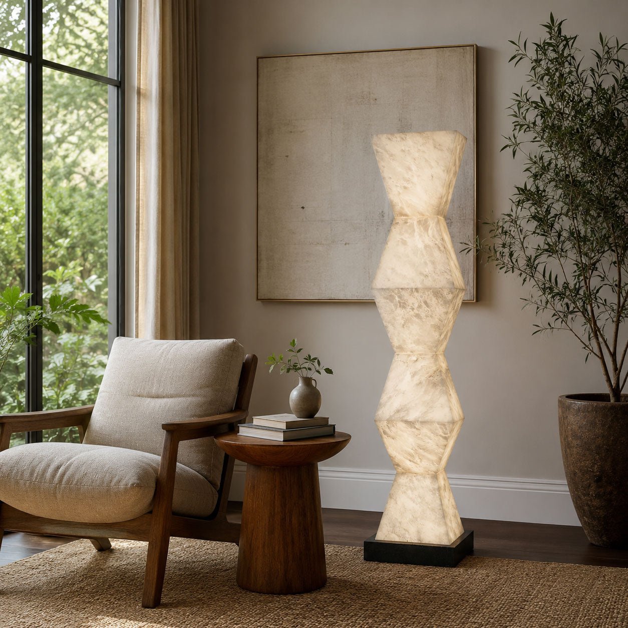 Cairn Alabaster Floor Lamp-Neutral Decor