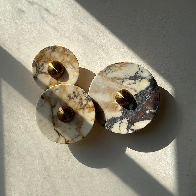 Close-up of the alabaster component diffusing a warm glow.