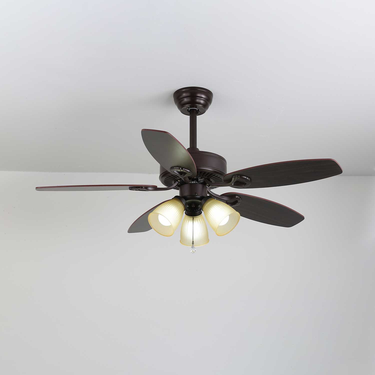 Calviera Vintage Wood Glass Ceiling Fan Light-Neutral Decor