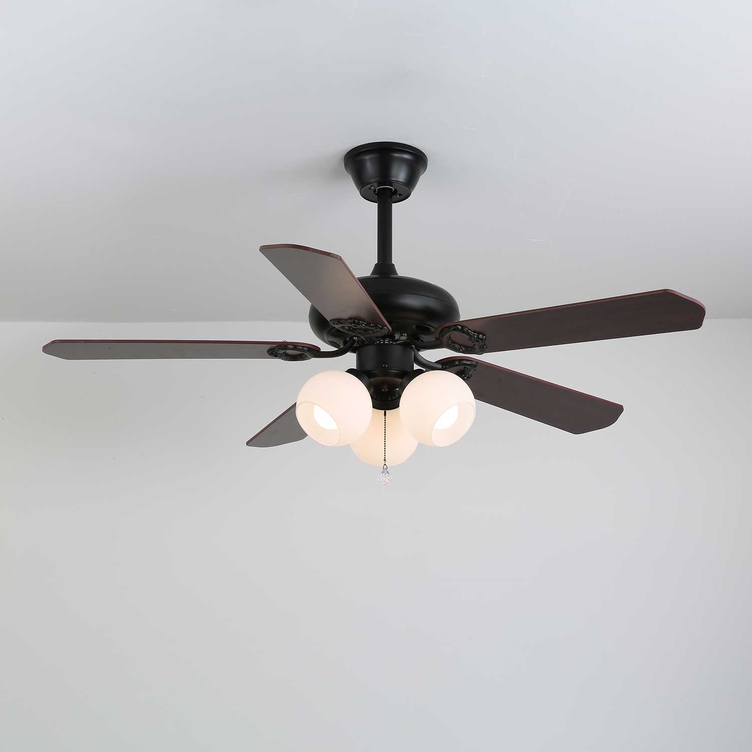 Calviera Vintage Wood Glass Ceiling Fan Light-Neutral Decor
