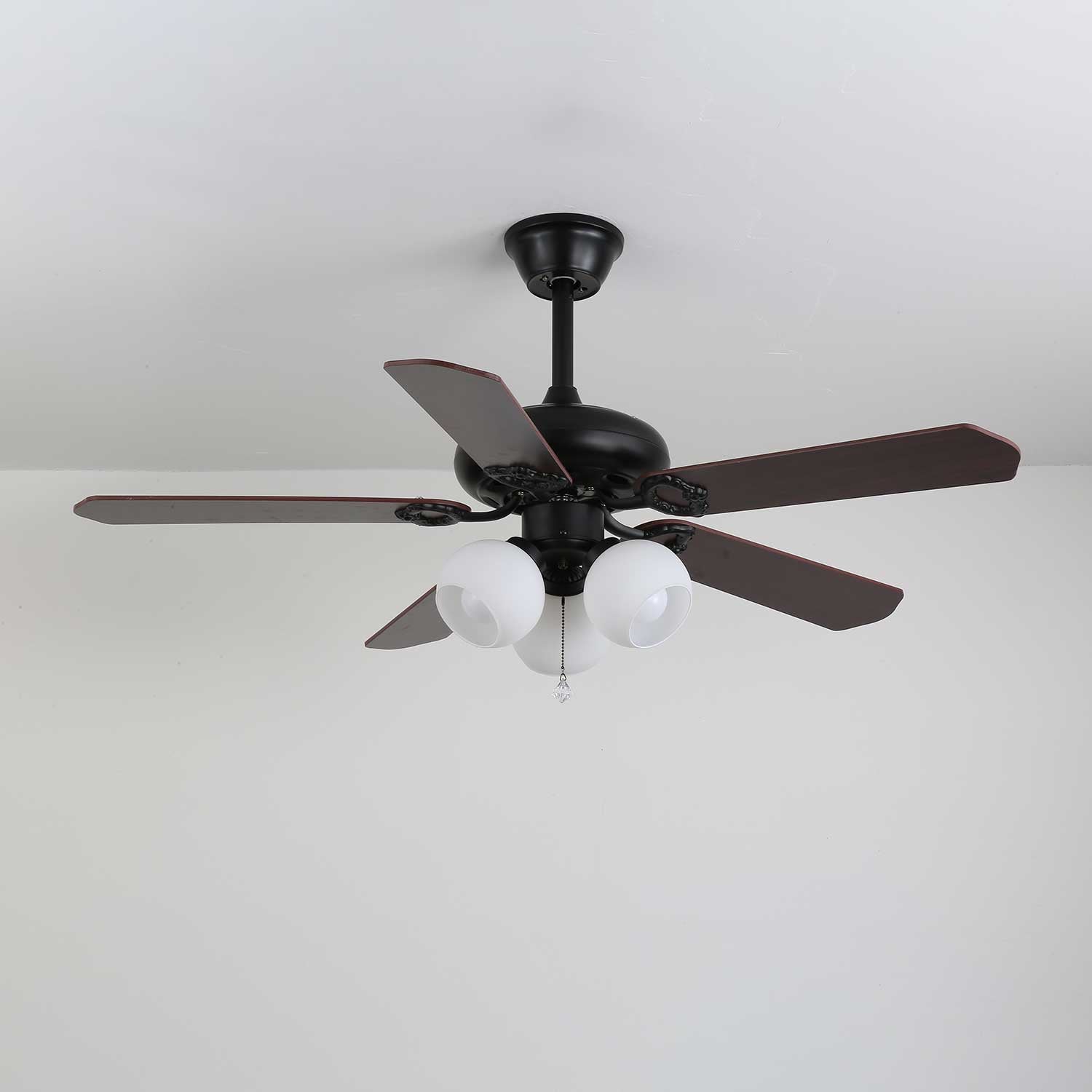Calviera Vintage Wood Glass Ceiling Fan Light-Neutral Decor