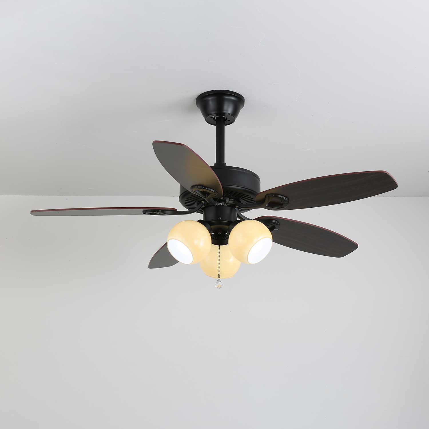 Calviera Vintage Wood Glass Ceiling Fan Light-Neutral Decor