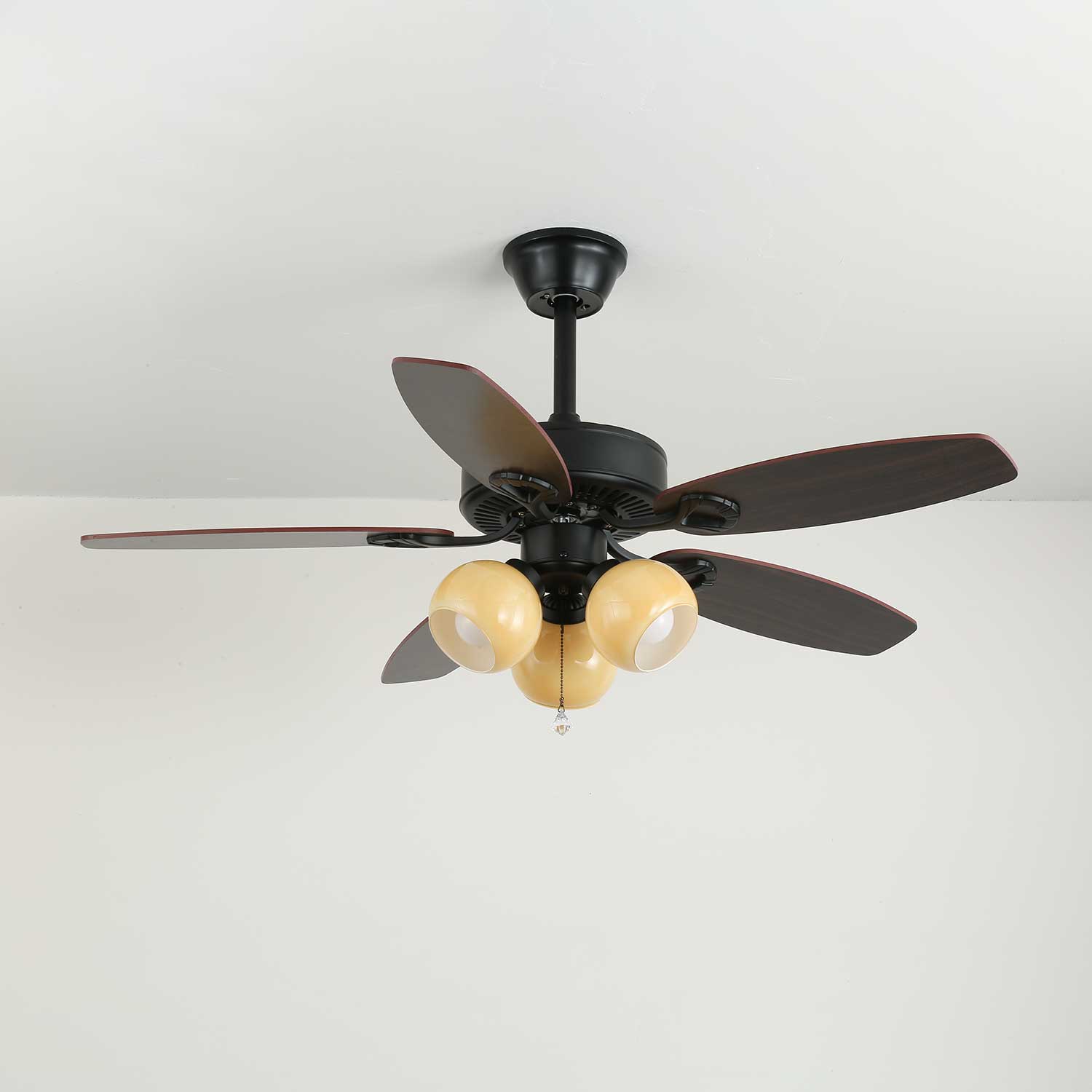 Calviera Vintage Wood Glass Ceiling Fan Light-Neutral Decor