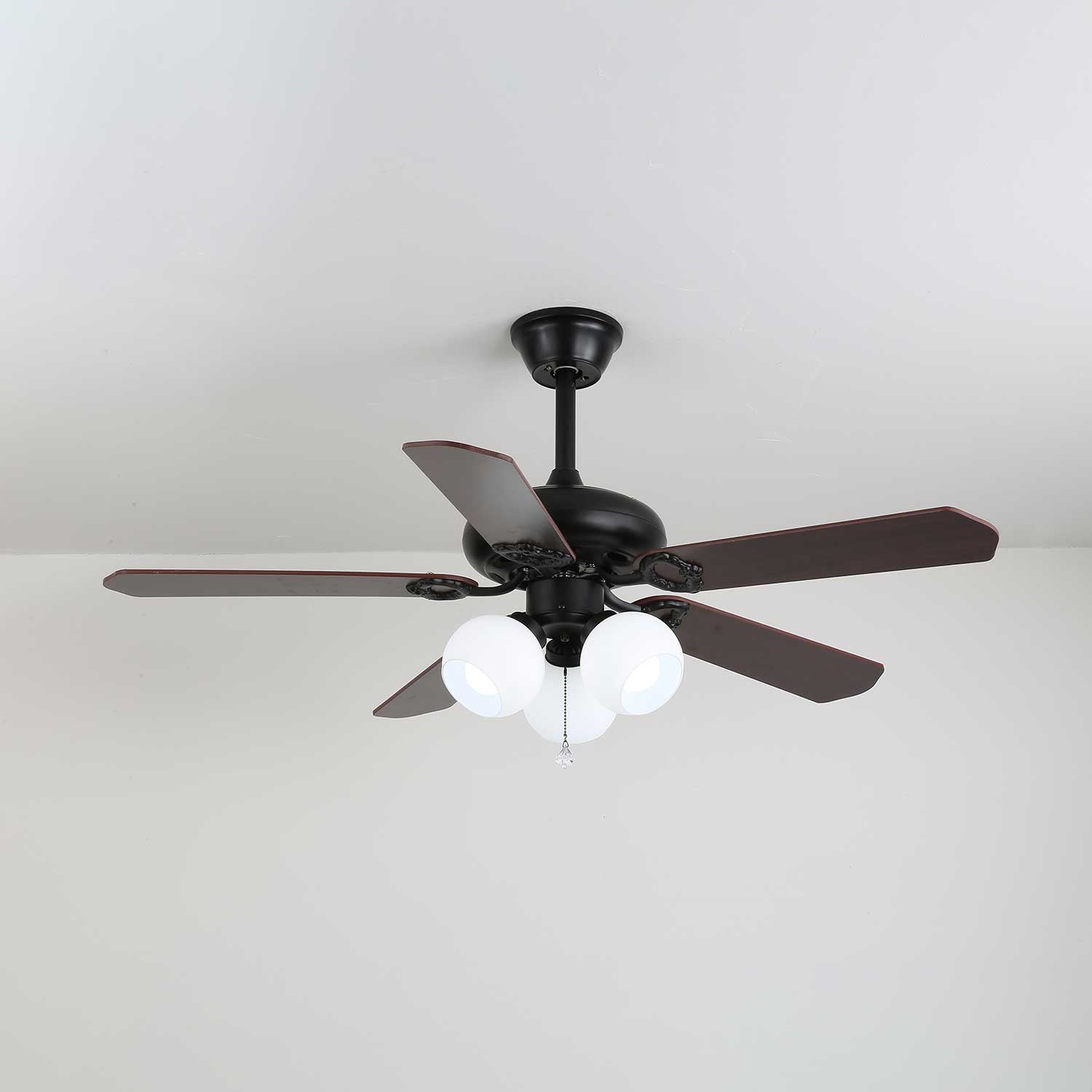 Calviera Vintage Wood Glass Ceiling Fan Light-Neutral Decor