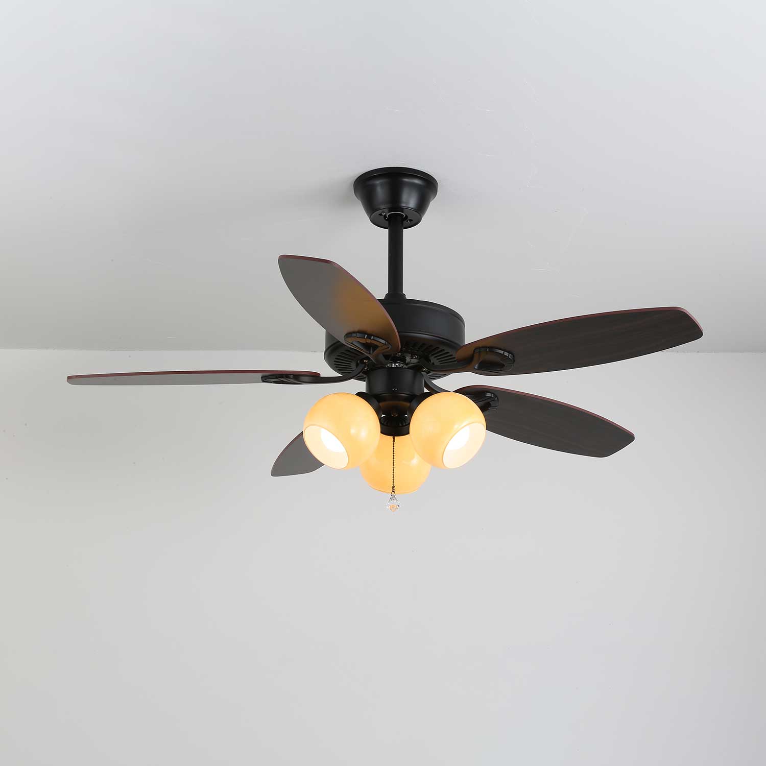 Calviera Vintage Wood Glass Ceiling Fan Light-Neutral Decor