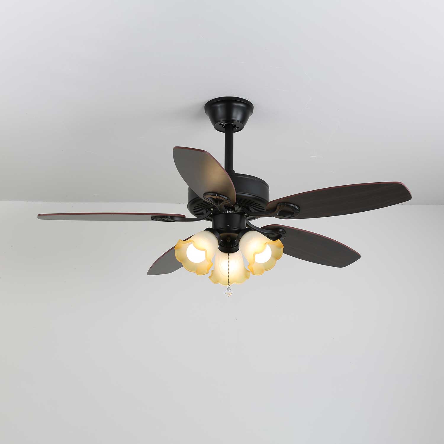 Calviera Vintage Wood Glass Ceiling Fan Light-Neutral Decor