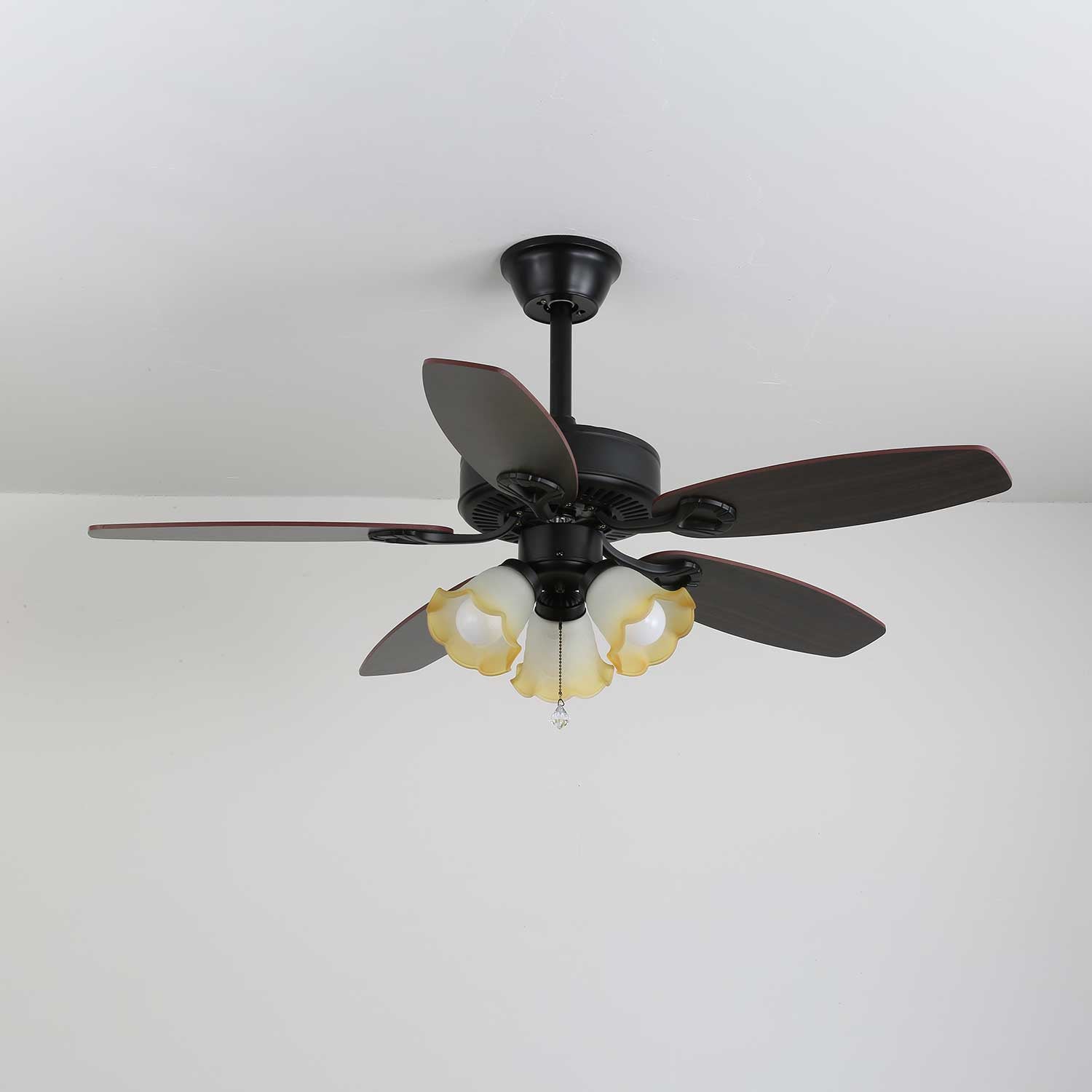 Calviera Vintage Wood Glass Ceiling Fan Light-Neutral Decor