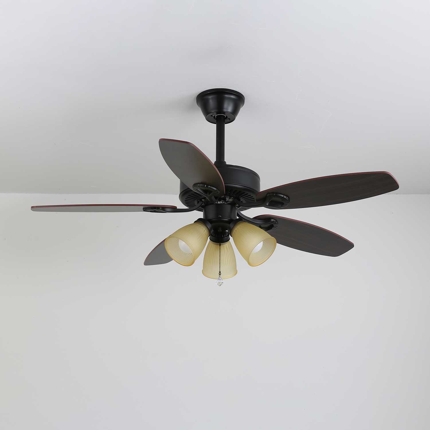 Calviera Vintage Wood Glass Ceiling Fan Light-Neutral Decor
