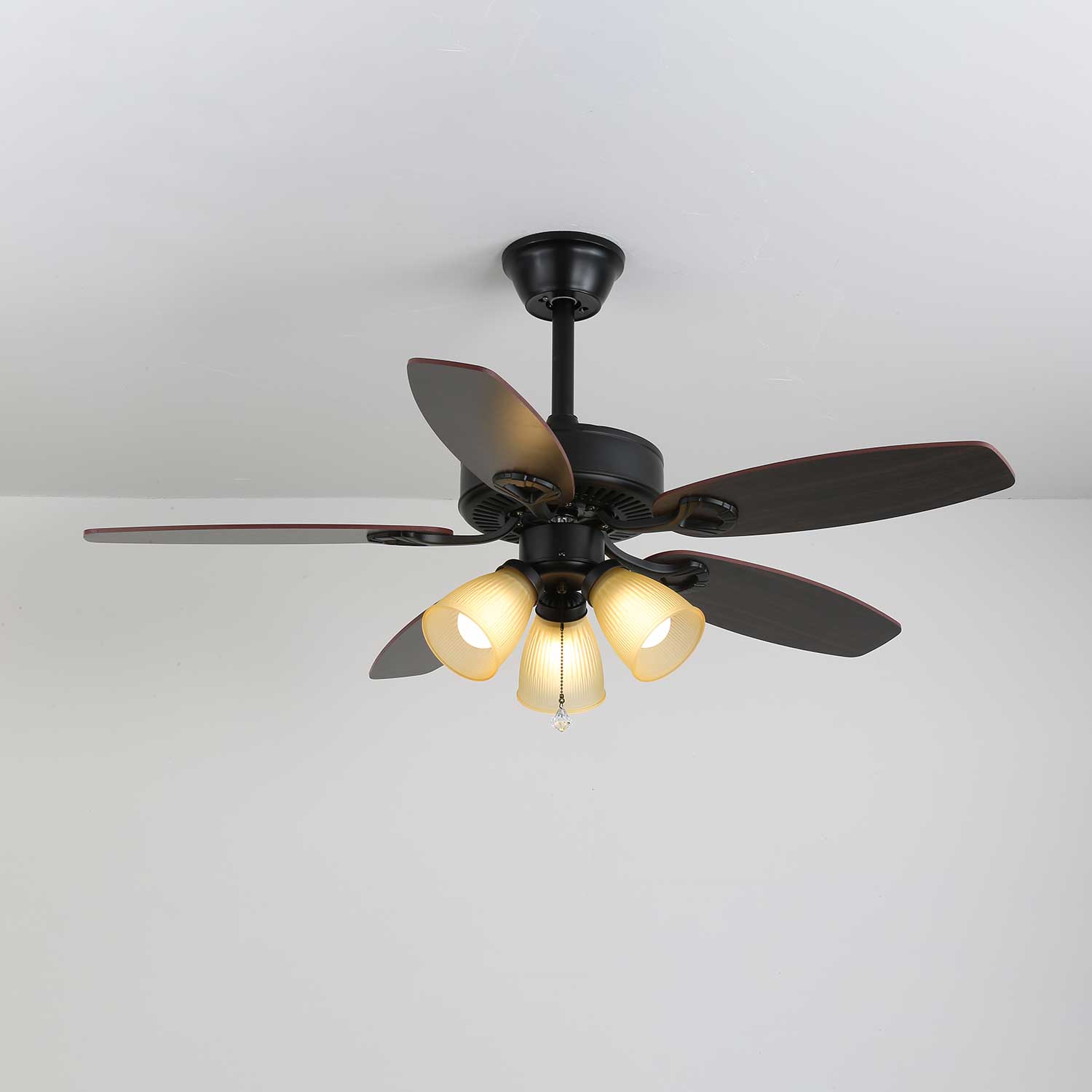 Calviera Vintage Wood Glass Ceiling Fan Light-Neutral Decor