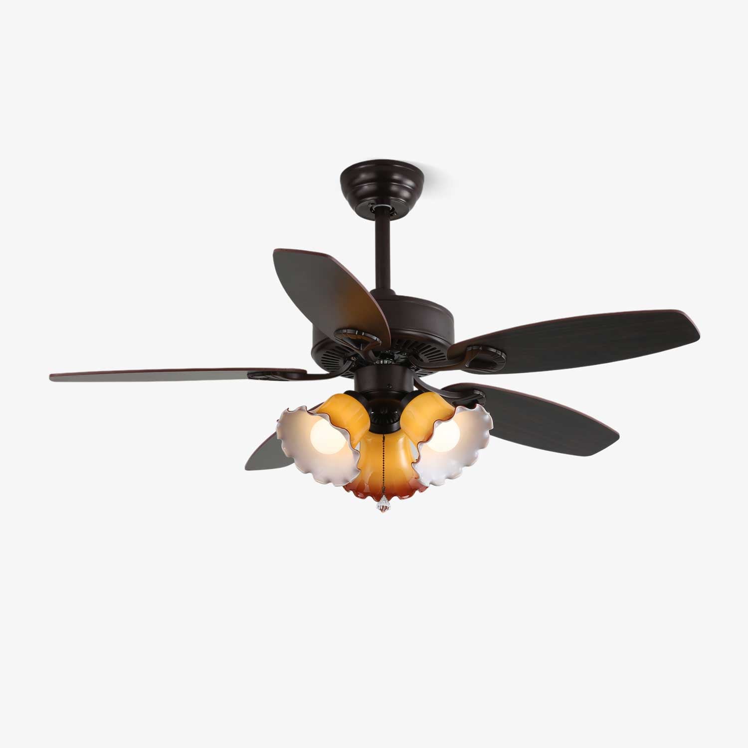 Calviera Vintage Wood Glass Ceiling Fan Light-Neutral Decor
