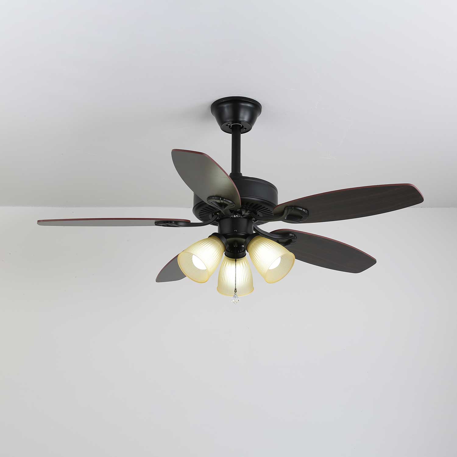 Calviera Vintage Wood Glass Ceiling Fan Light-Neutral Decor