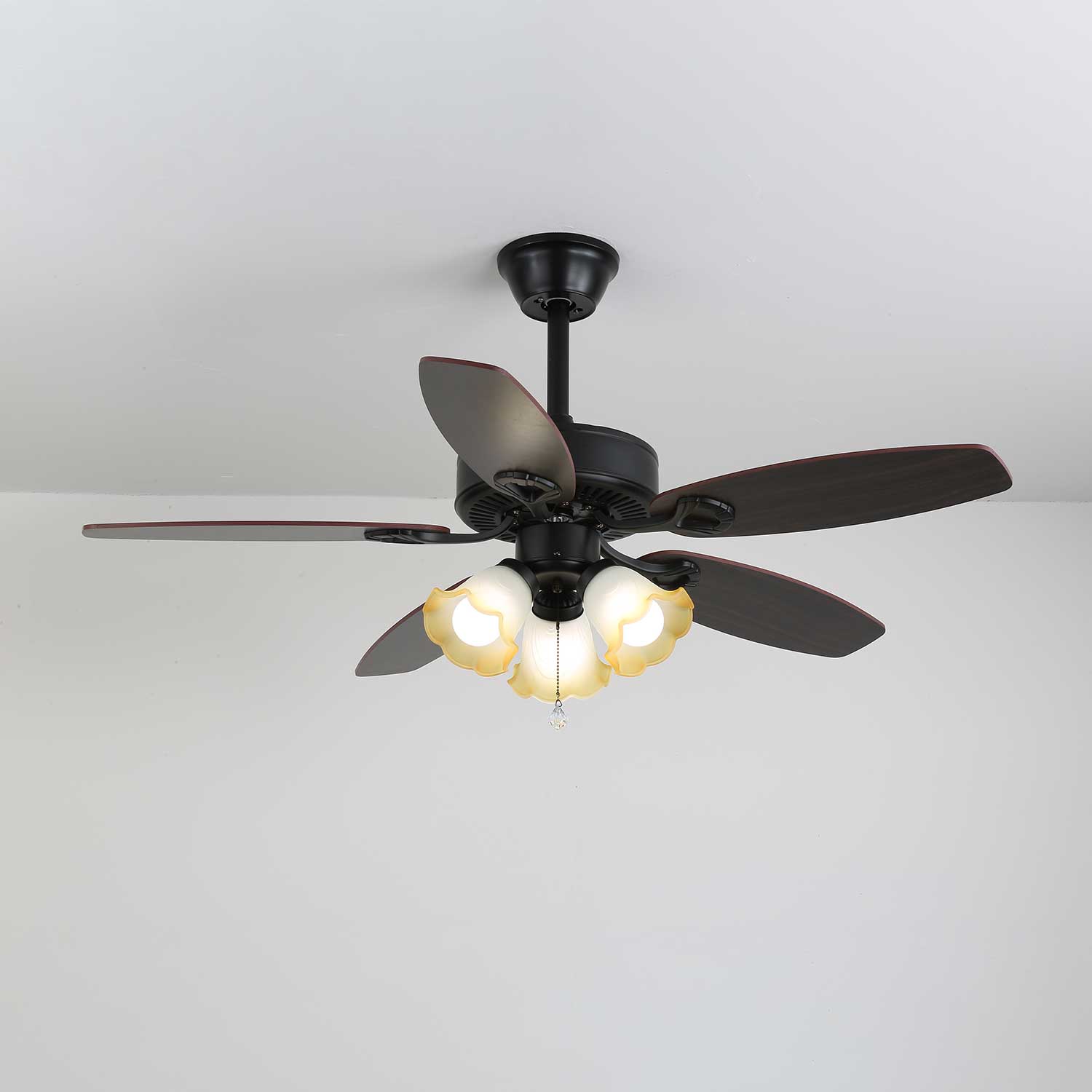 Calviera Vintage Wood Glass Ceiling Fan Light-Neutral Decor