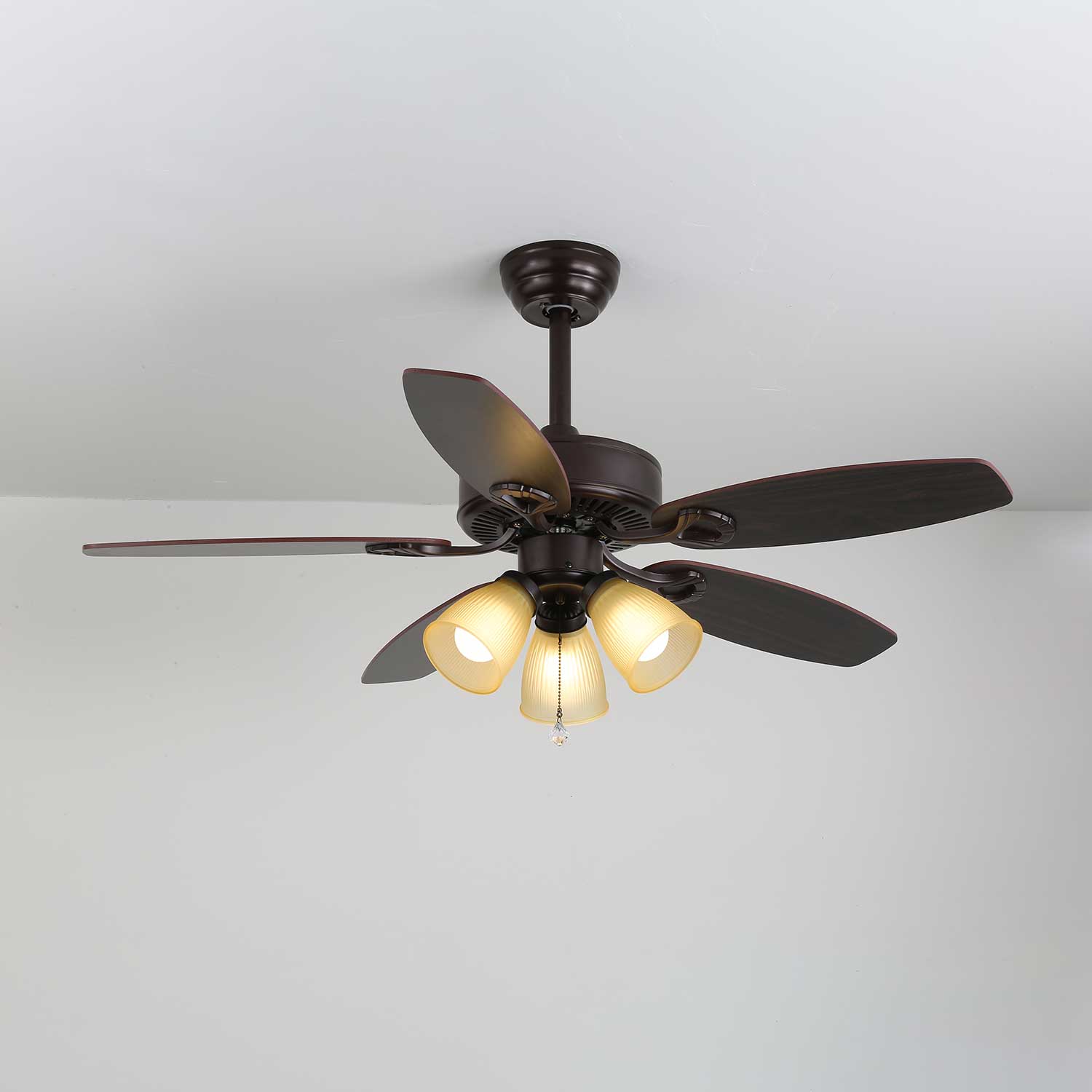 Calviera Vintage Wood Glass Ceiling Fan Light-Neutral Decor