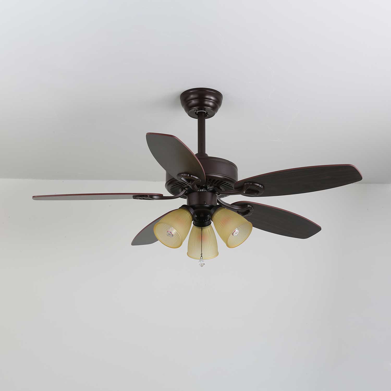 Calviera Vintage Wood Glass Ceiling Fan Light-Neutral Decor