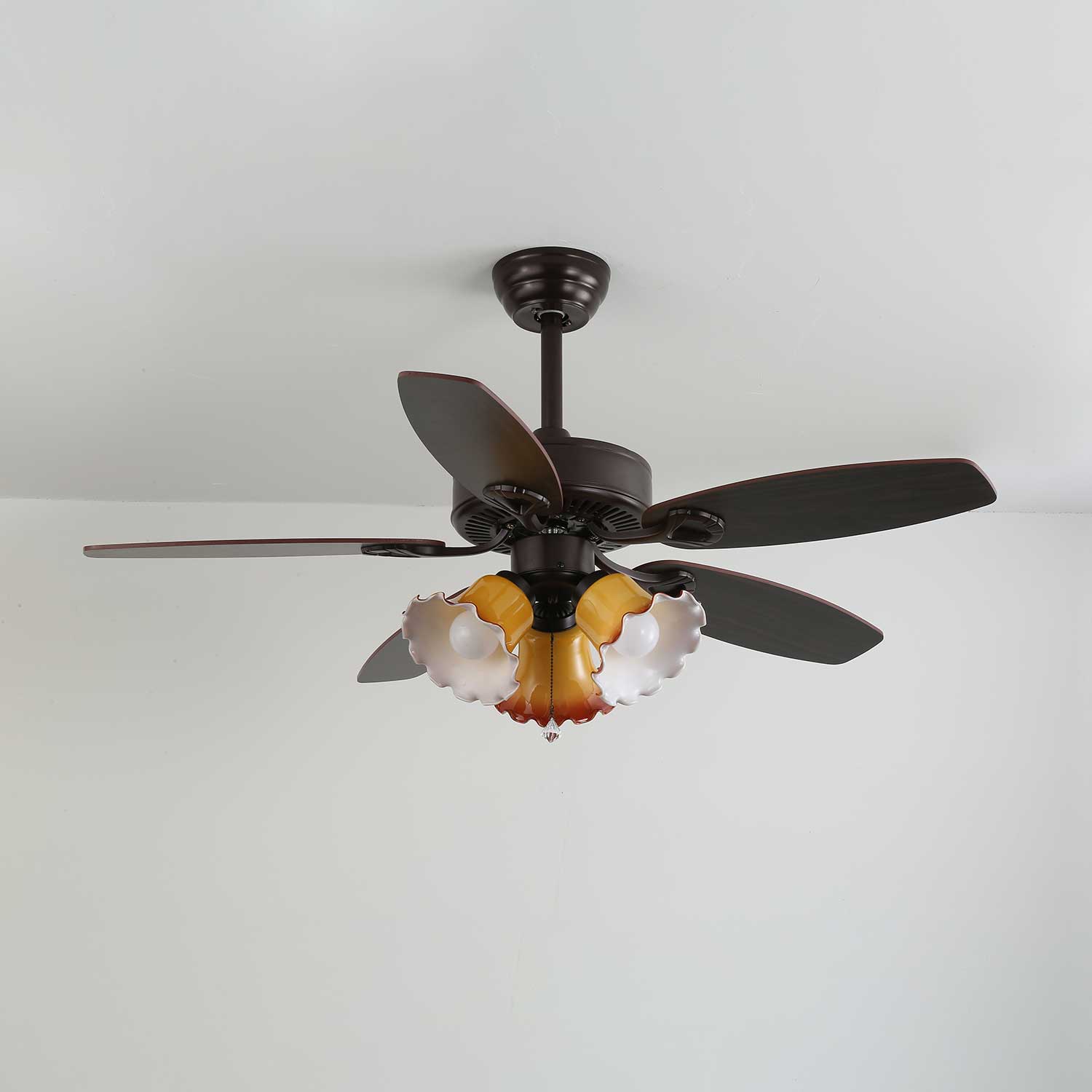 Calviera Vintage Wood Glass Ceiling Fan Light-Neutral Decor