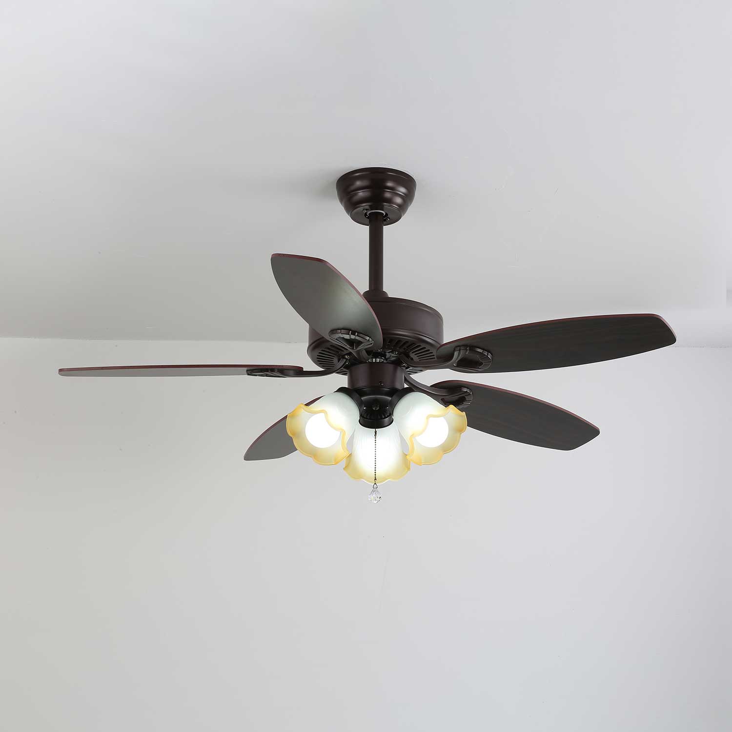 Calviera Vintage Wood Glass Ceiling Fan Light-Neutral Decor