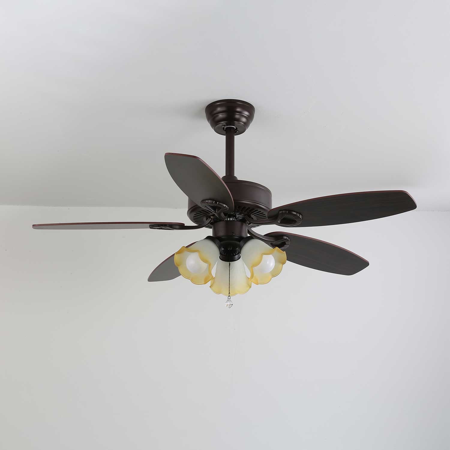 Calviera Vintage Wood Glass Ceiling Fan Light-Neutral Decor