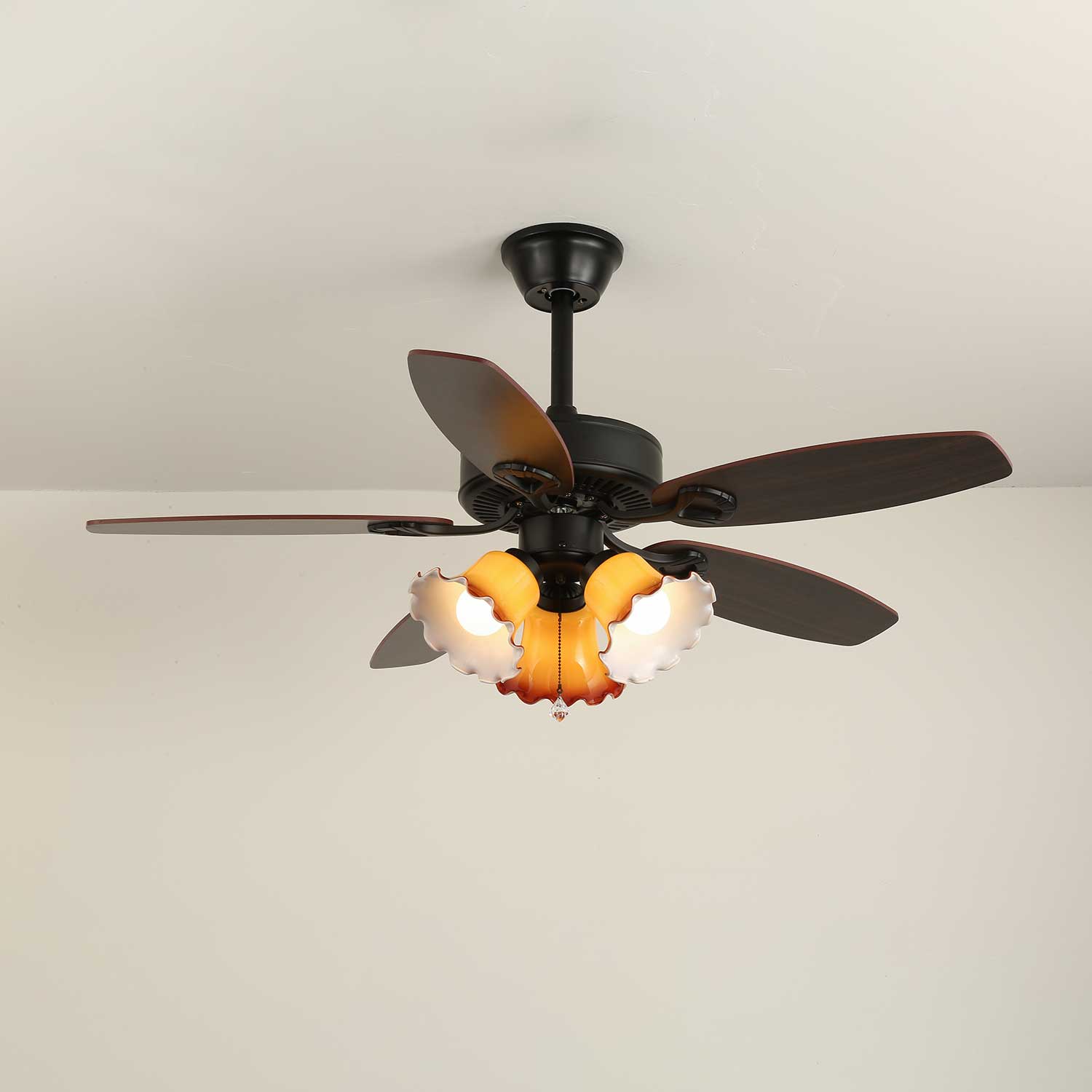 Calviera Vintage Wood Glass Ceiling Fan Light-Neutral Decor