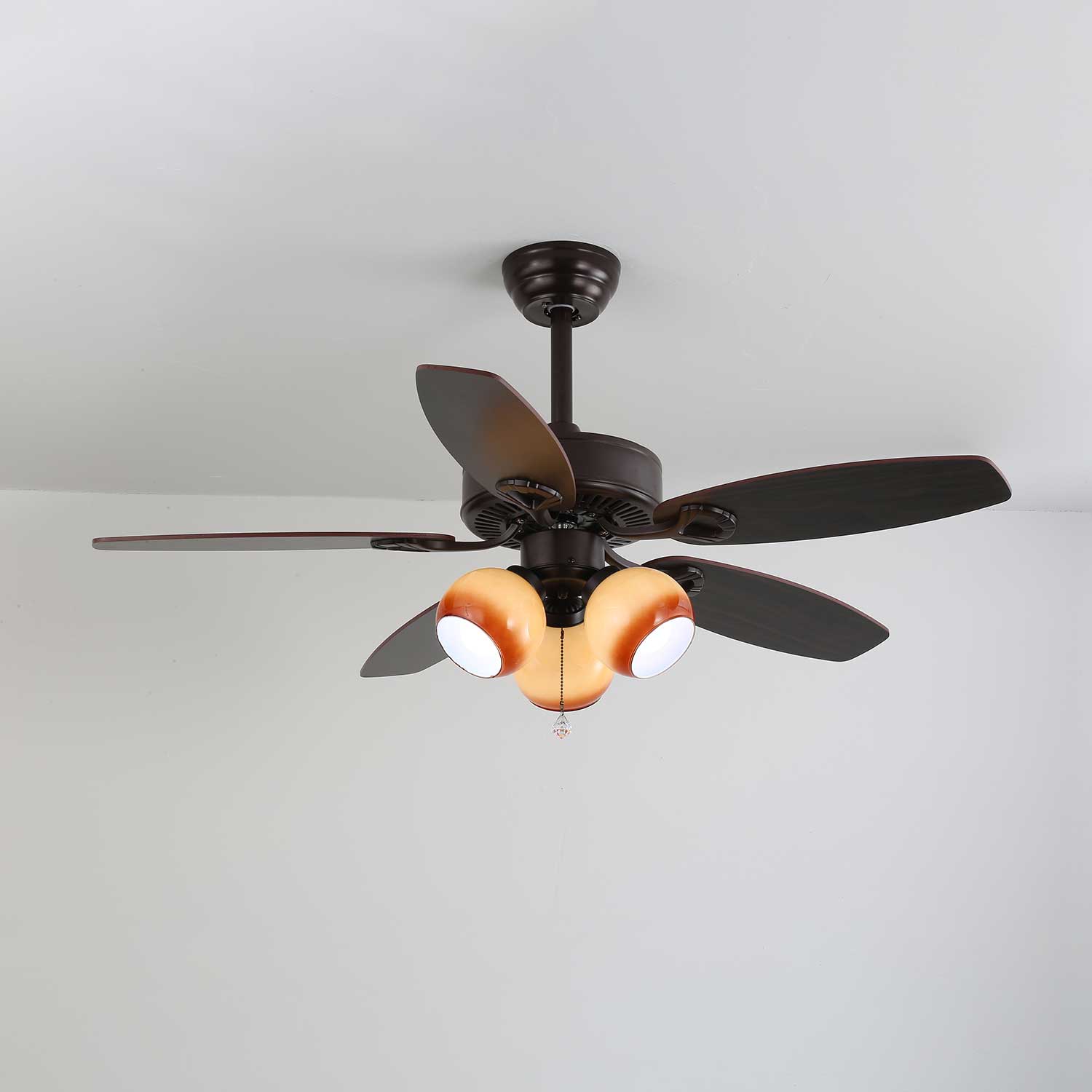 Calviera Vintage Wood Glass Ceiling Fan Light-Neutral Decor