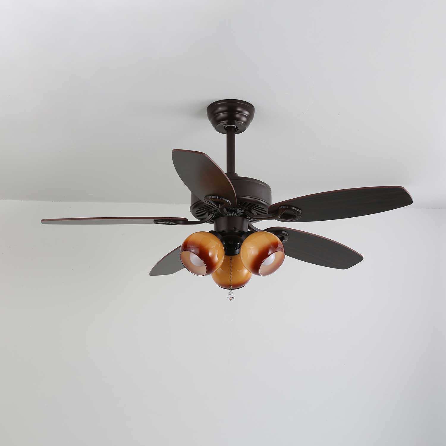 Calviera Vintage Wood Glass Ceiling Fan Light-Neutral Decor