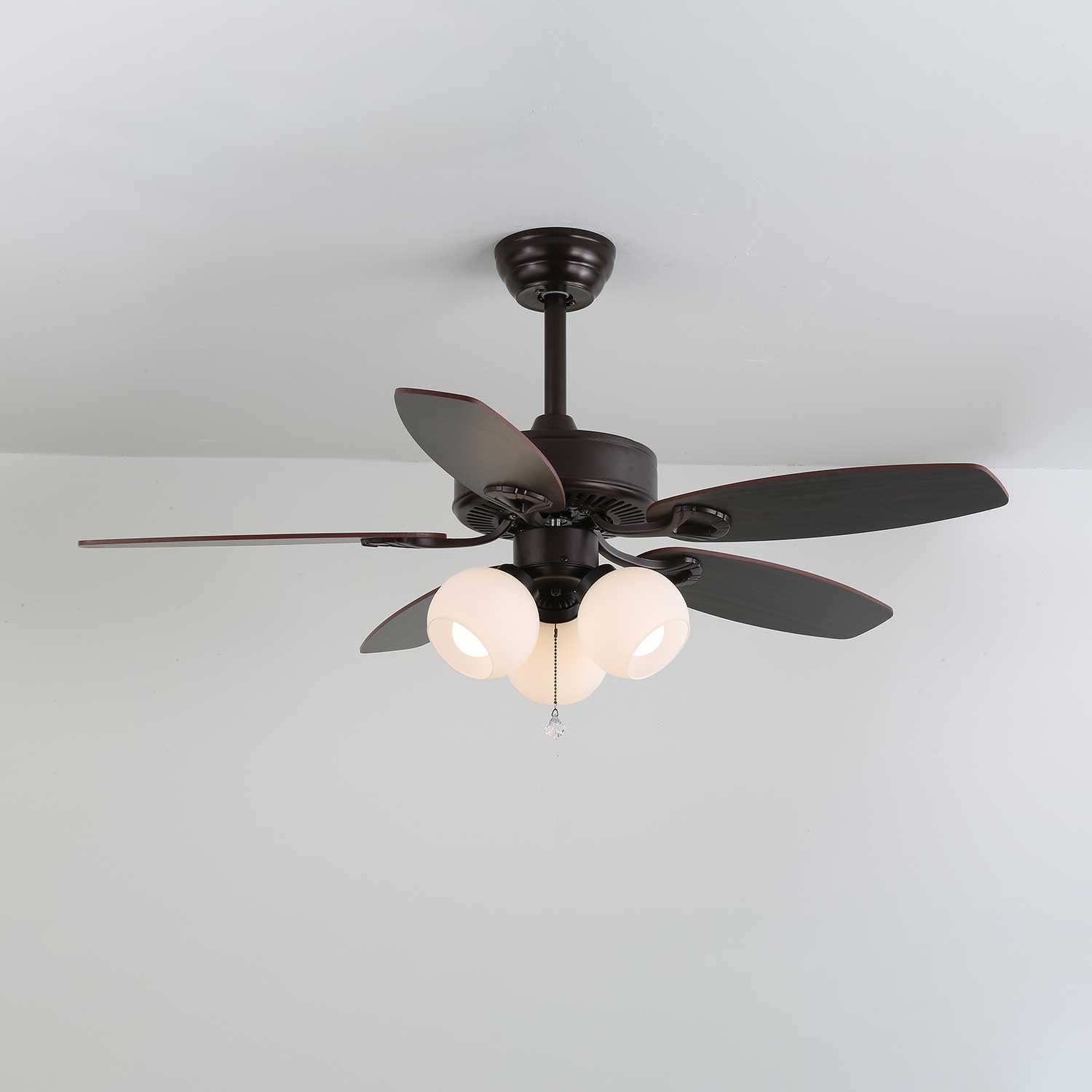 Calviera Vintage Wood Glass Ceiling Fan Light-Neutral Decor