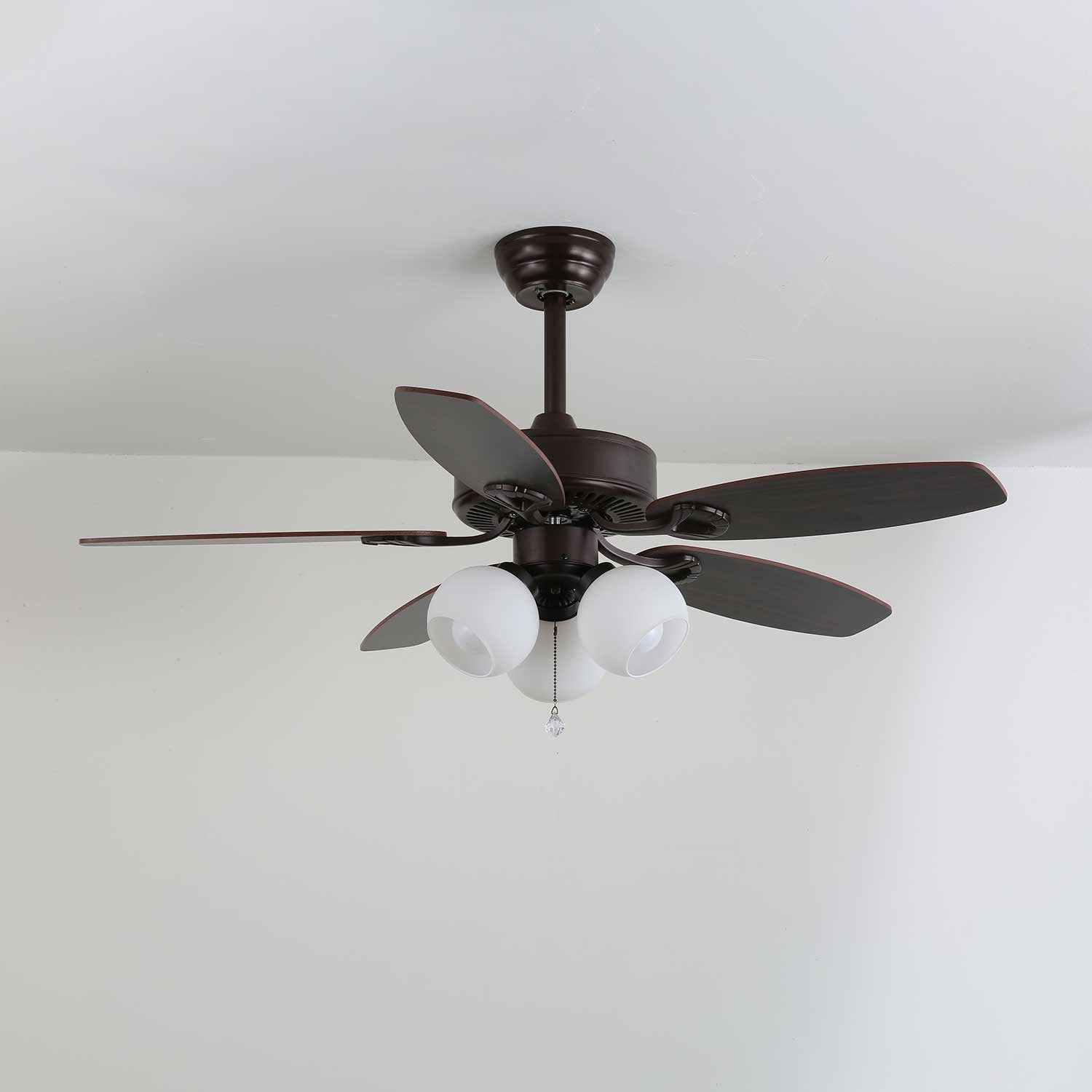 Calviera Vintage Wood Glass Ceiling Fan Light-Neutral Decor