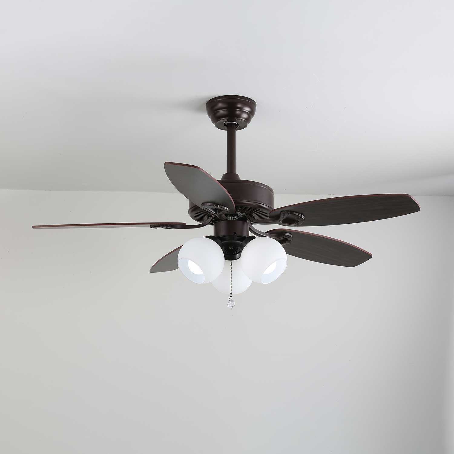Calviera Vintage Wood Glass Ceiling Fan Light-Neutral Decor