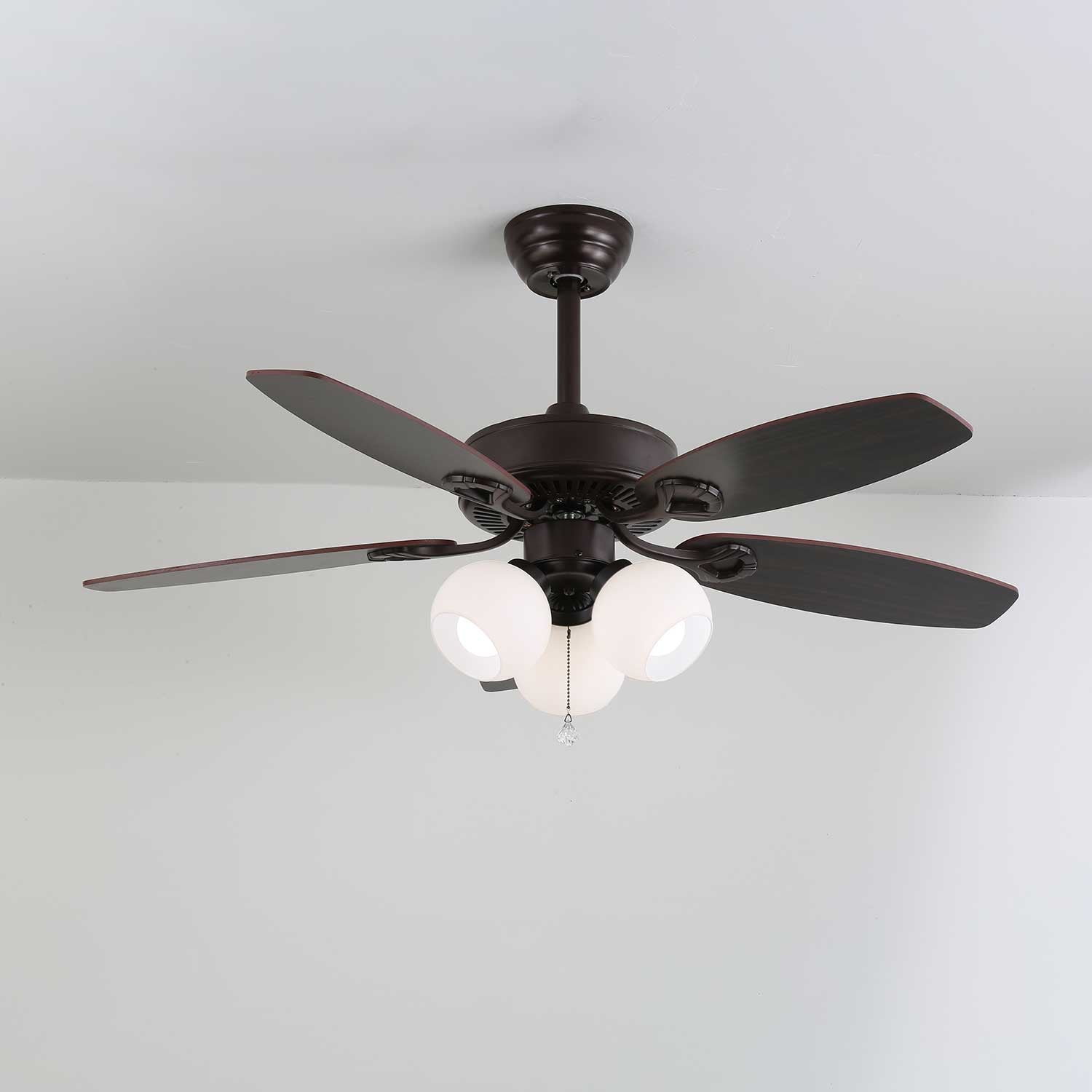 Calviera Vintage Wood Glass Ceiling Fan Light-Neutral Decor