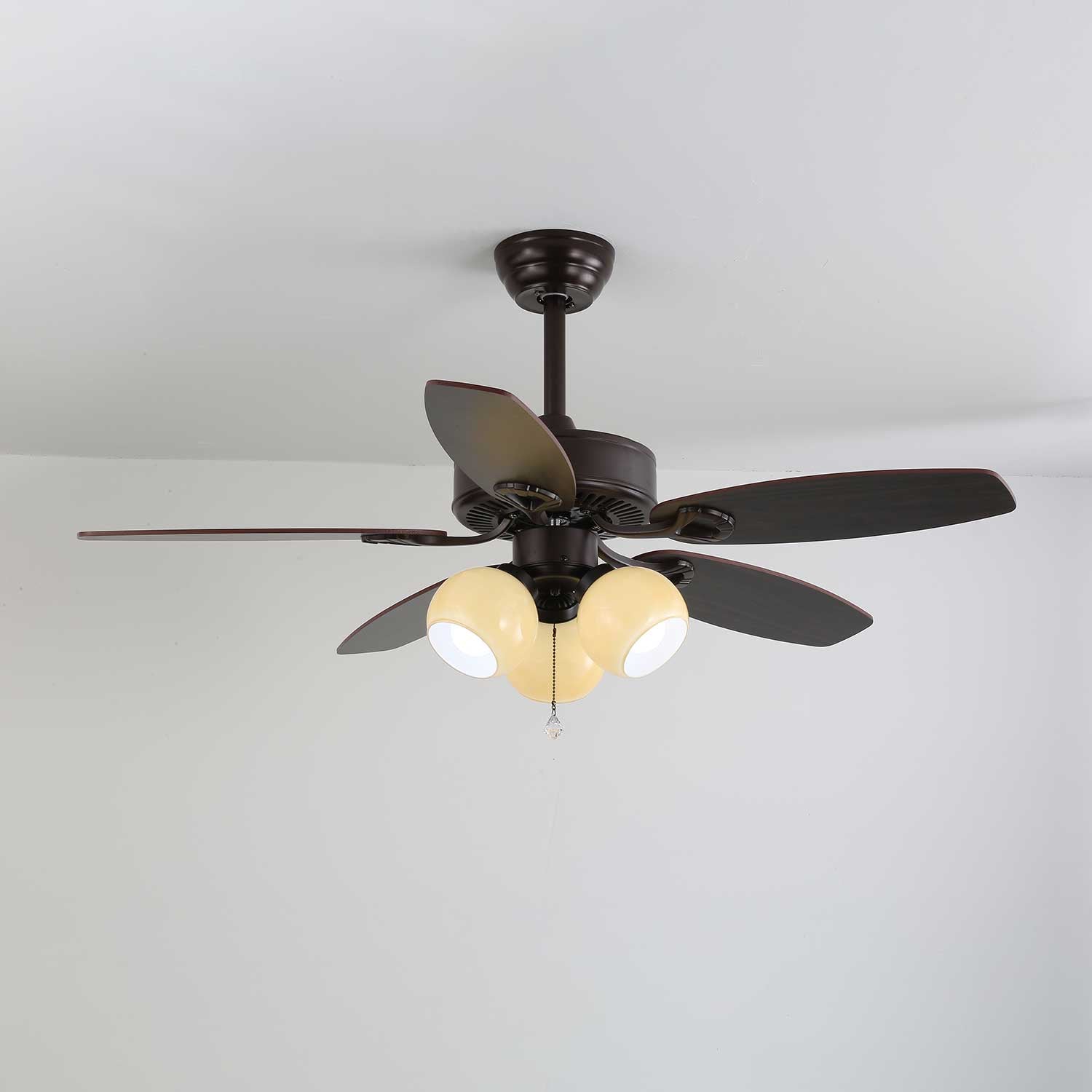 Calviera Vintage Wood Glass Ceiling Fan Light-Neutral Decor