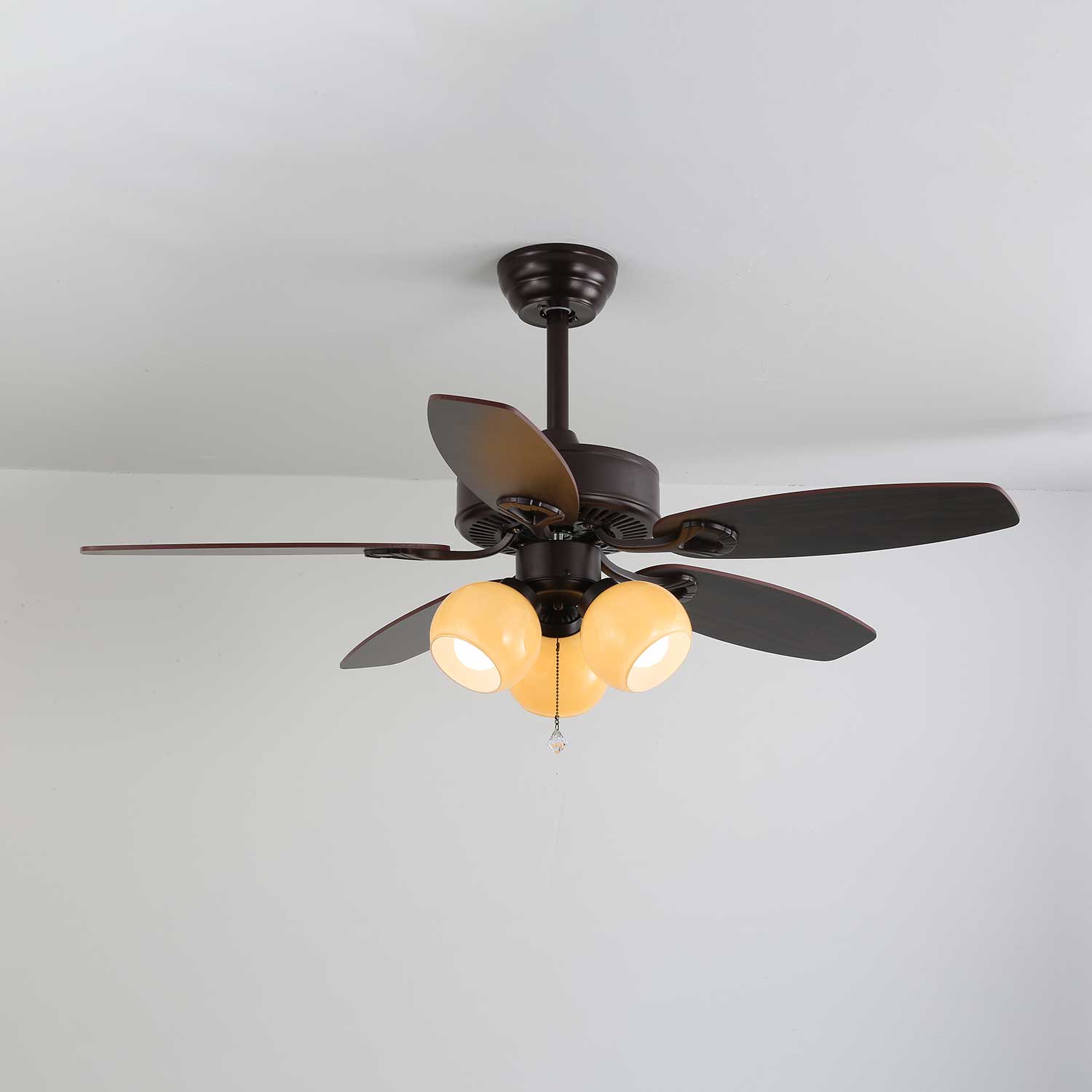 Calviera Vintage Wood Glass Ceiling Fan Light-Neutral Decor