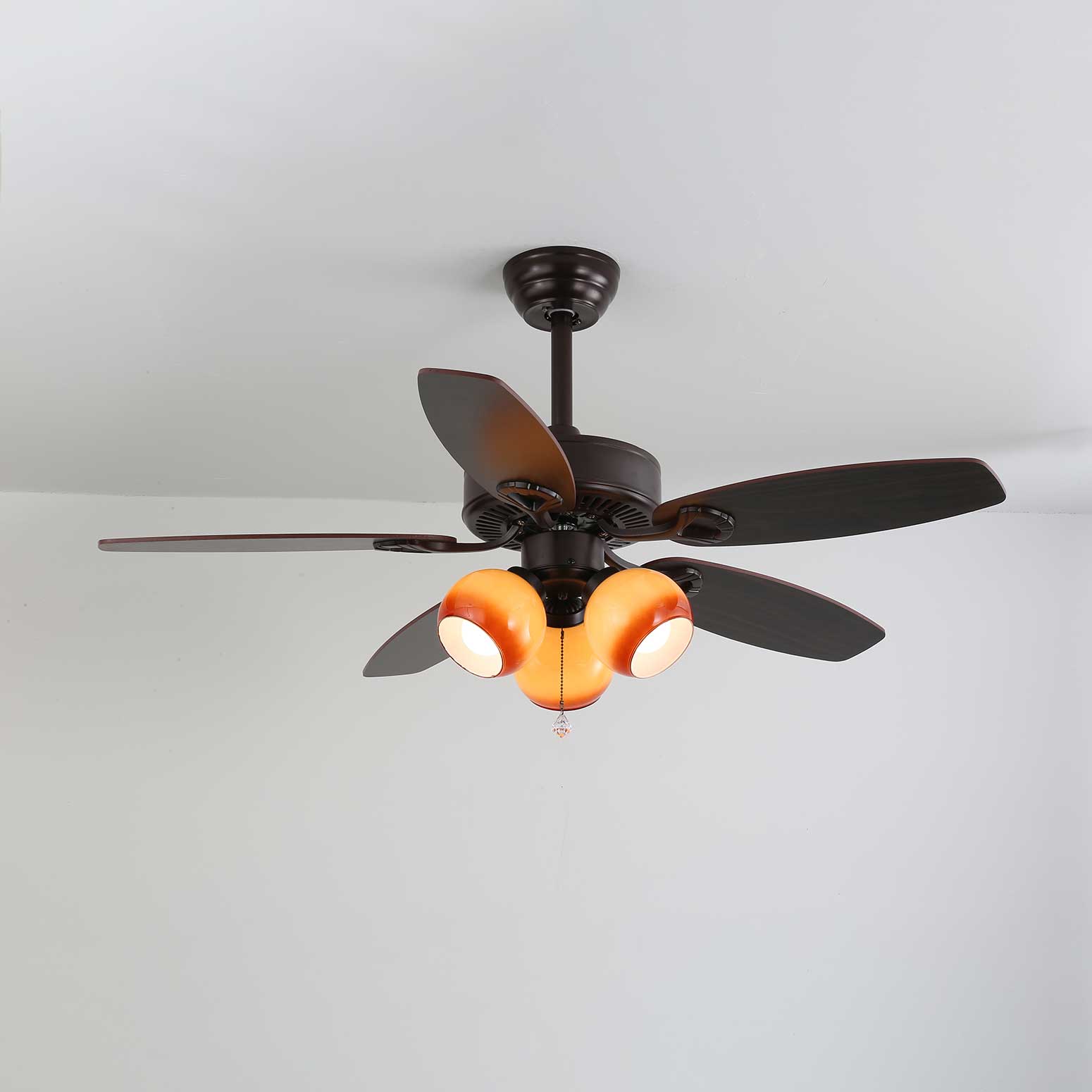 Calviera Vintage Wood Glass Ceiling Fan Light-Neutral Decor
