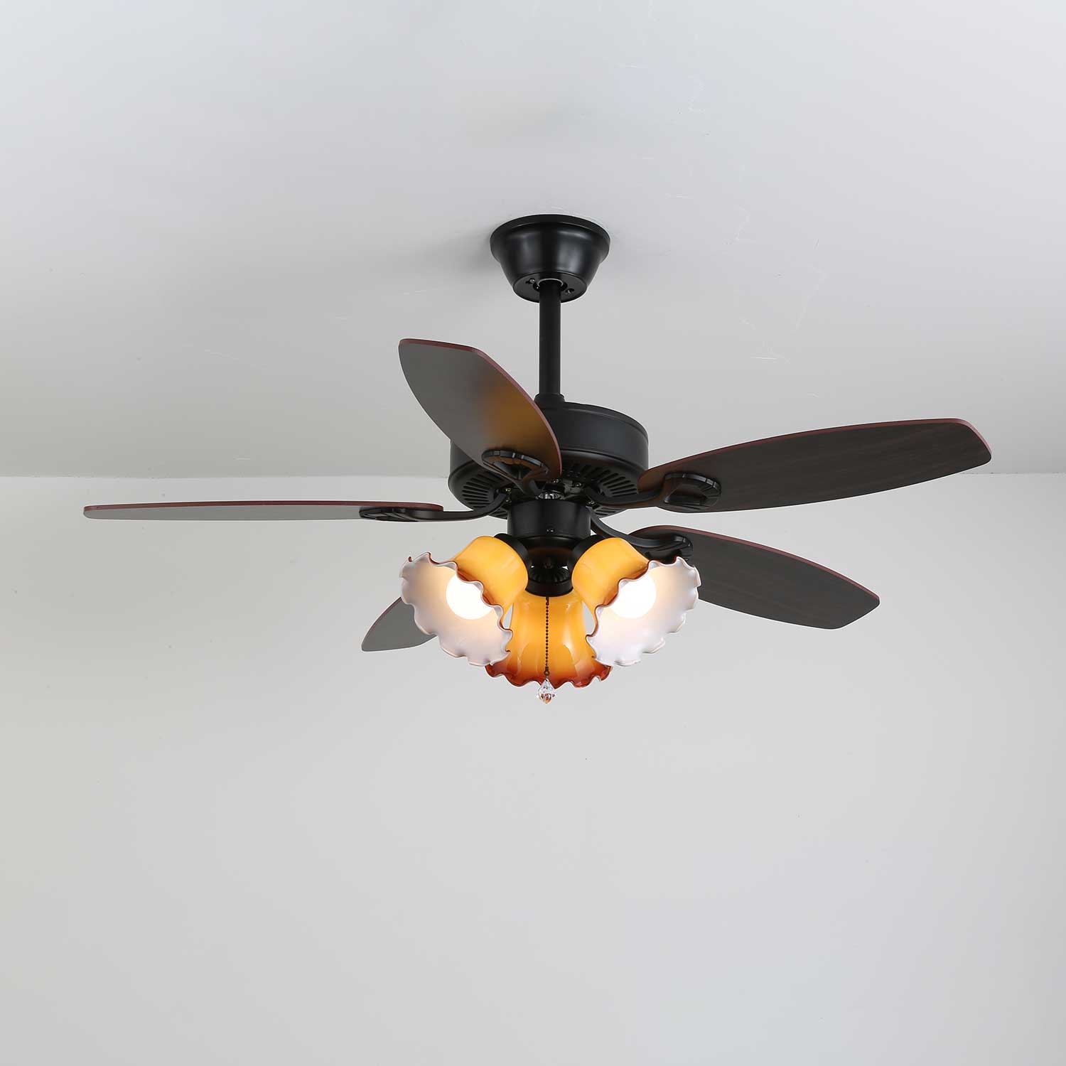 Calviera Vintage Wood Glass Ceiling Fan Light-Neutral Decor