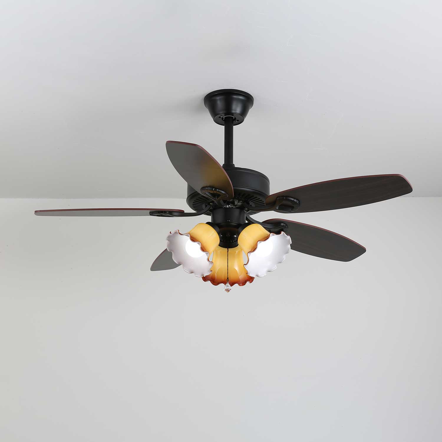 Calviera Vintage Wood Glass Ceiling Fan Light-Neutral Decor