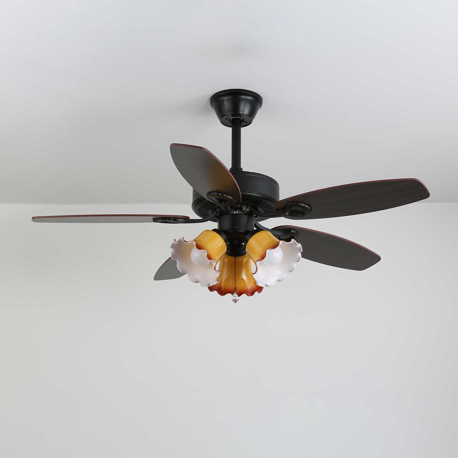 Calviera Vintage Wood Glass Ceiling Fan Light-Neutral Decor