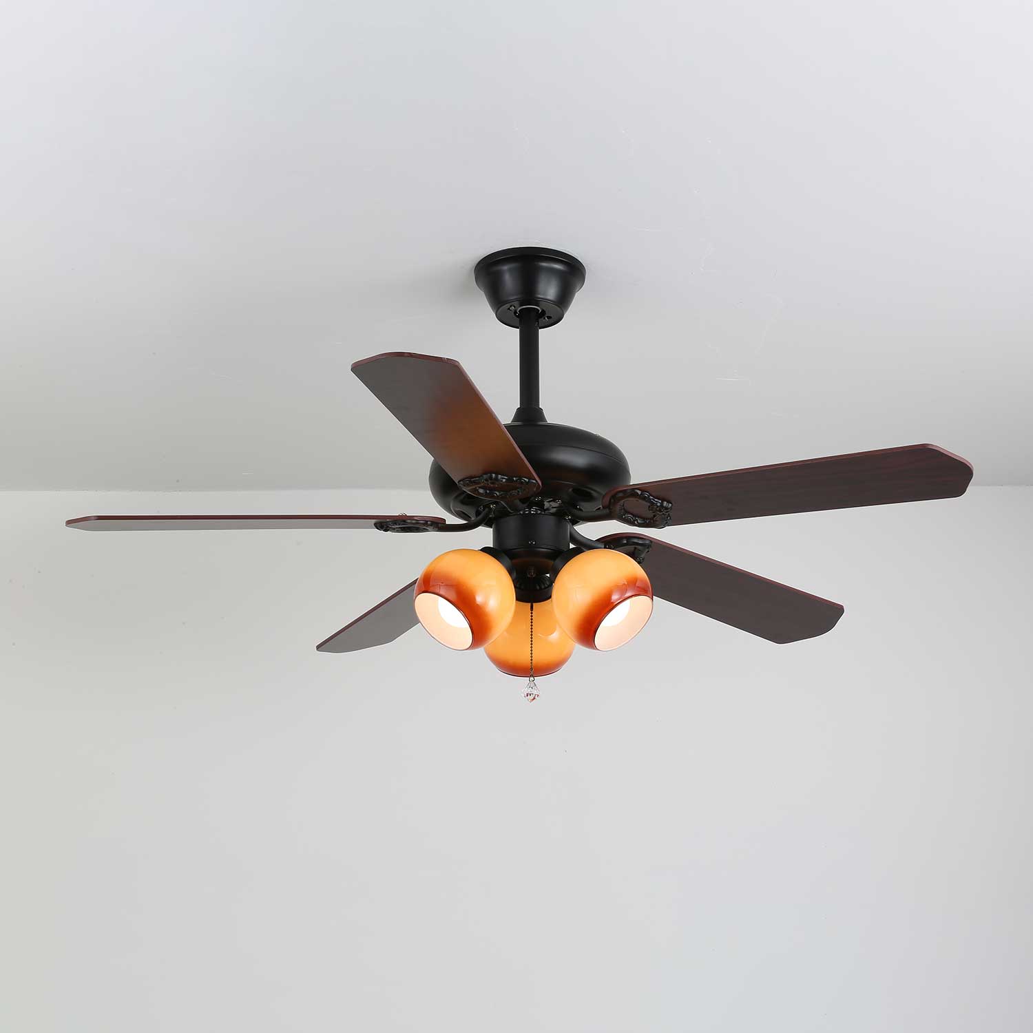 Calviera Vintage Wood Glass Ceiling Fan Light-Neutral Decor