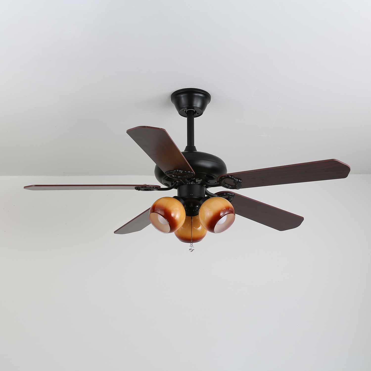 Calviera Vintage Wood Glass Ceiling Fan Light-Neutral Decor