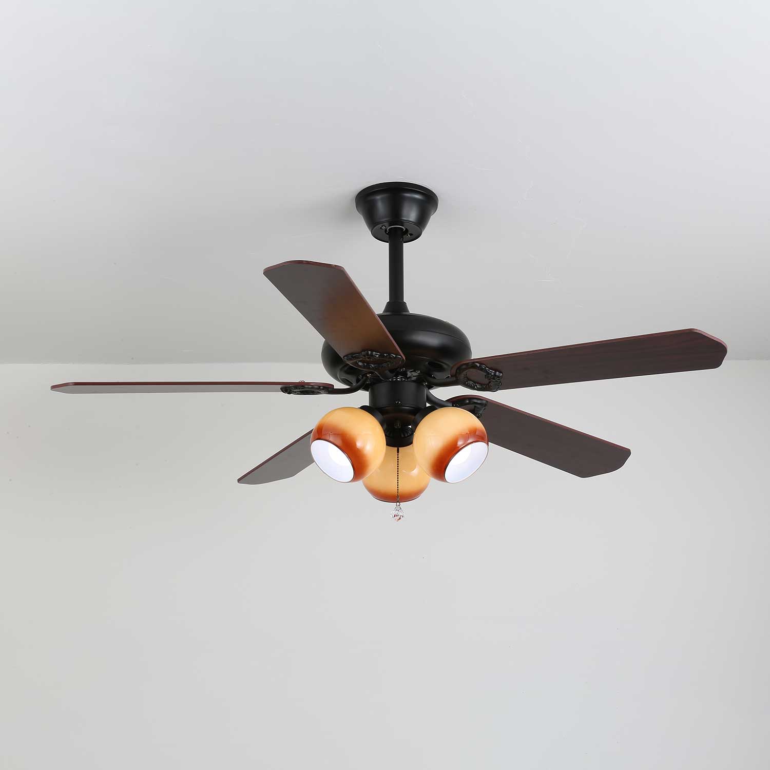Calviera Vintage Wood Glass Ceiling Fan Light-Neutral Decor