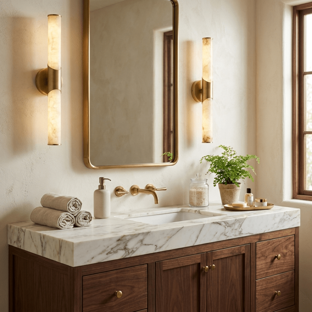 Calcedonia Alabaster Tube Wall Sconce-Neutral Decor