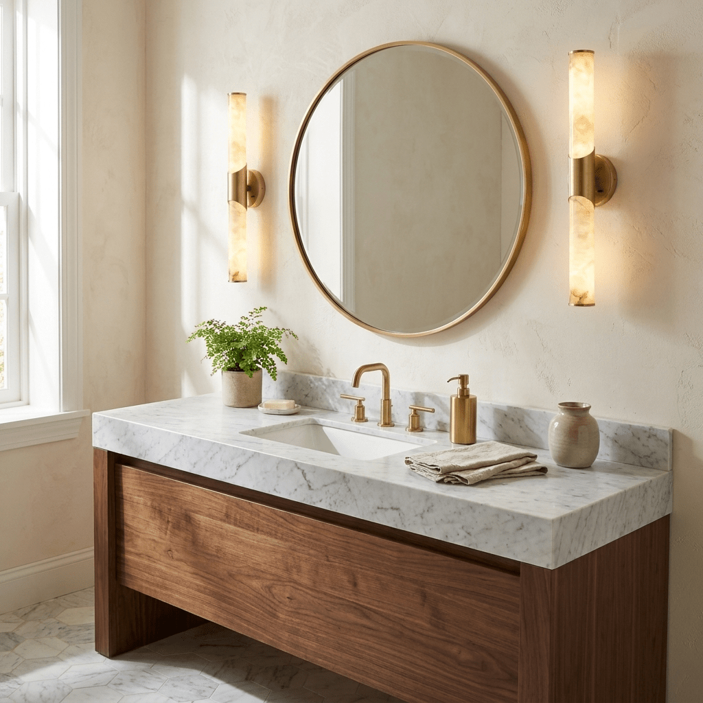 Calcedonia Alabaster Tube Wall Sconce-Neutral Decor